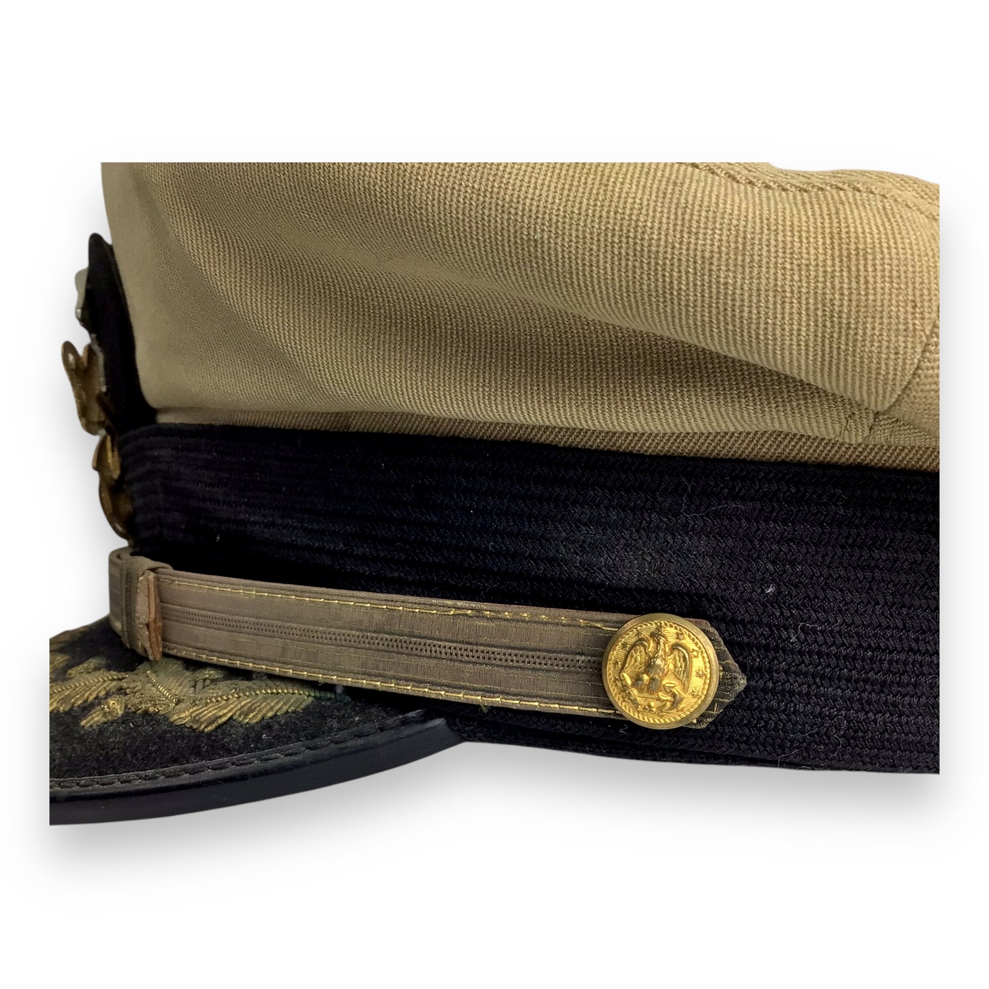 U.S. WW2 Navy Commander Visor Cap | Bancroft Zephyr Khaki Officer Cap
