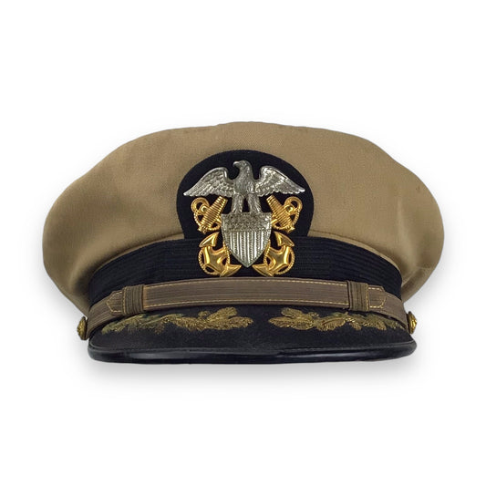 U.S. WW2 Navy Commander Visor Cap | Bancroft Zephyr Khaki Officer Cap
