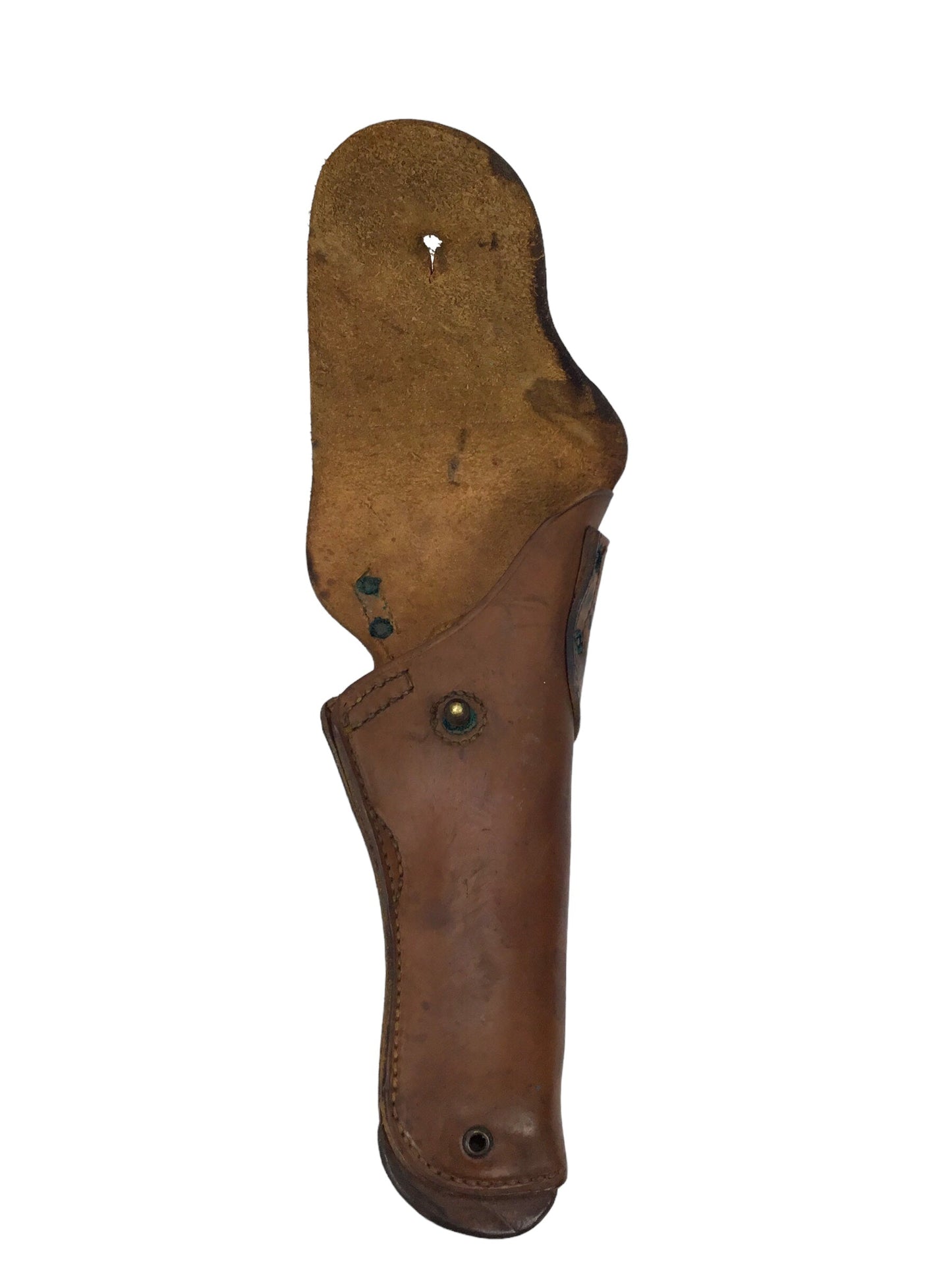 U.S. WWII leather pistol holster marked "U.S." on flap, further marked "Milwaukee Saddlery Co., 1942"