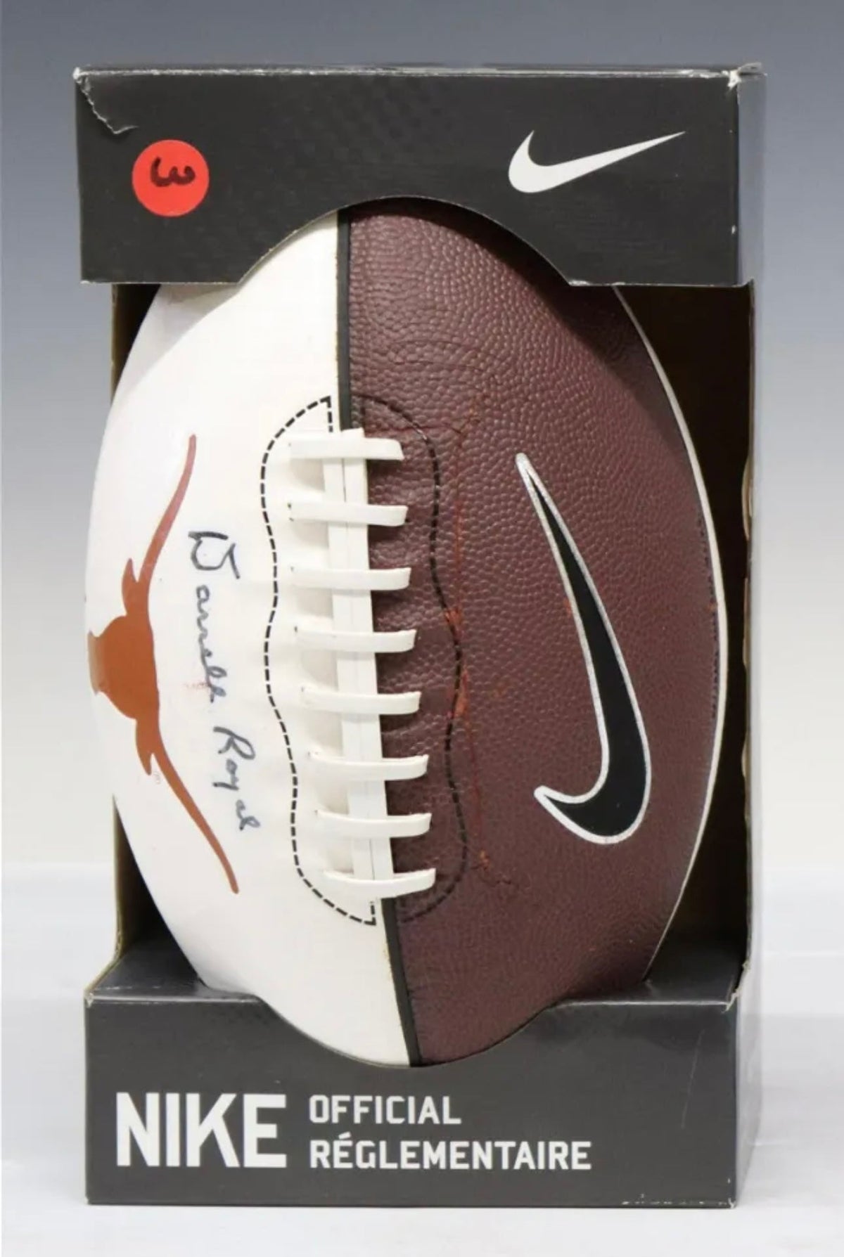 U.T. Longhorn Nike Football Signed by Darrell Royal – Texas Longhorns Autographed