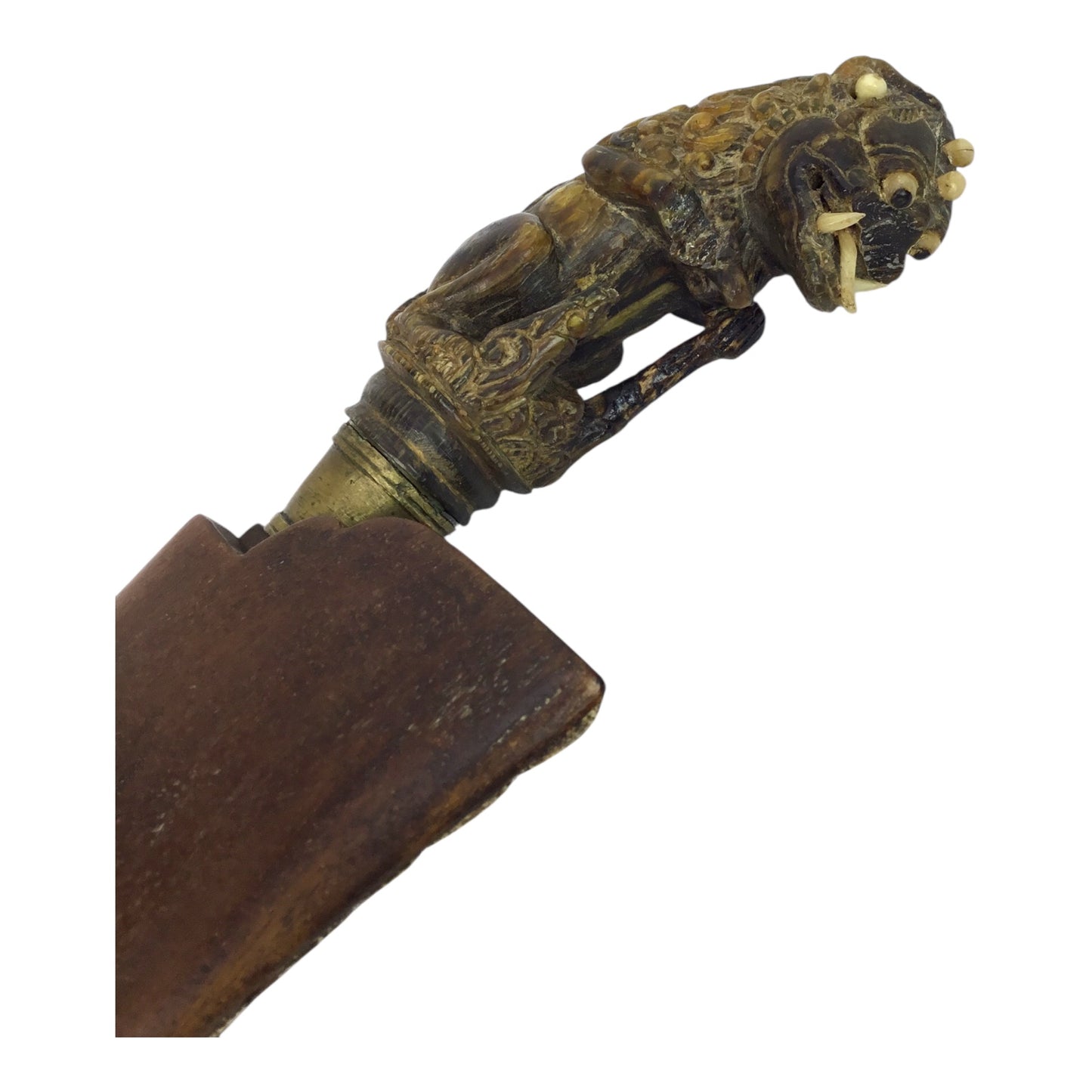 Unique Sri Lanka Ornate Demon Head Dagger with Green Man Sheath | 18th or 19th Century