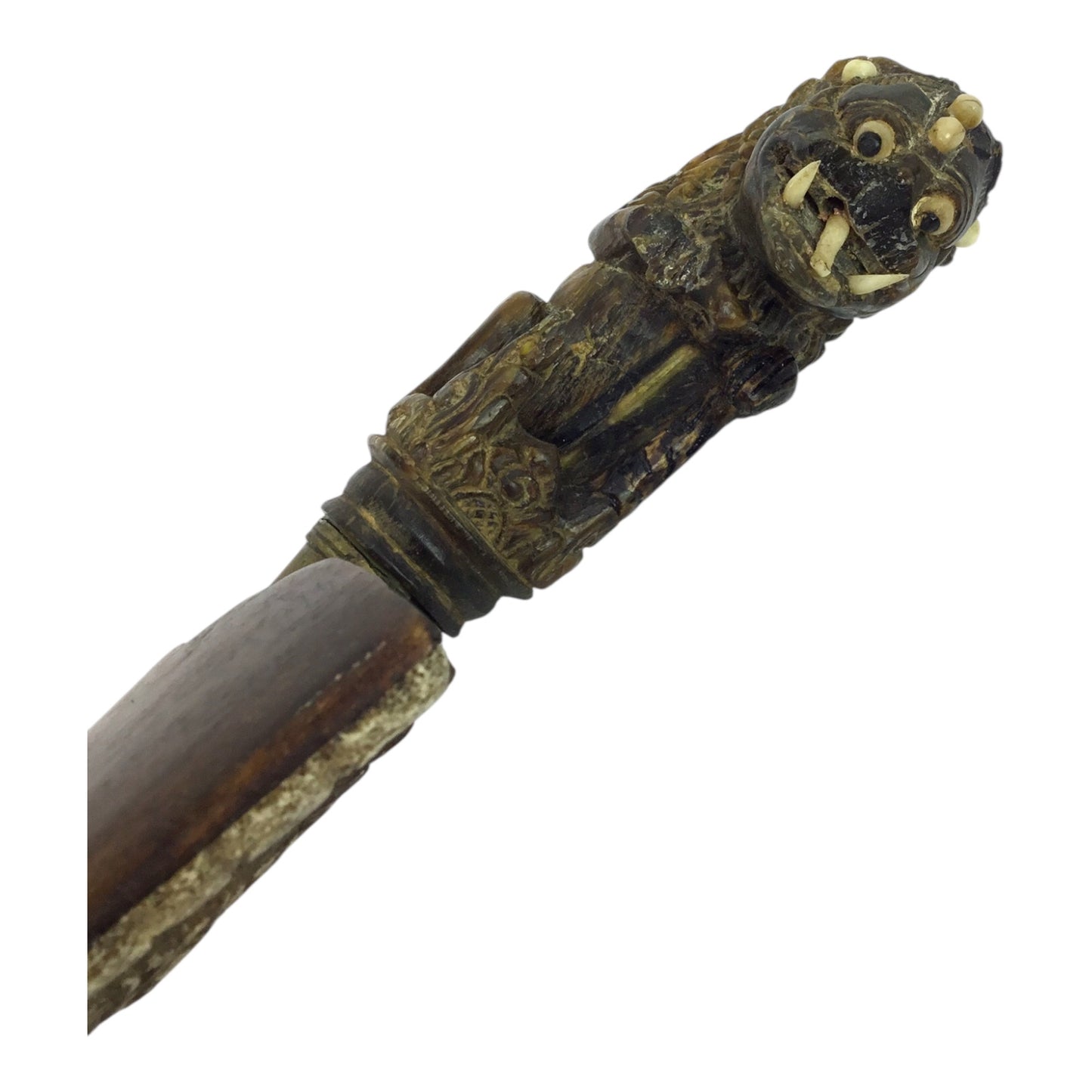 Unique Sri Lanka Ornate Demon Head Dagger with Green Man Sheath | 18th or 19th Century