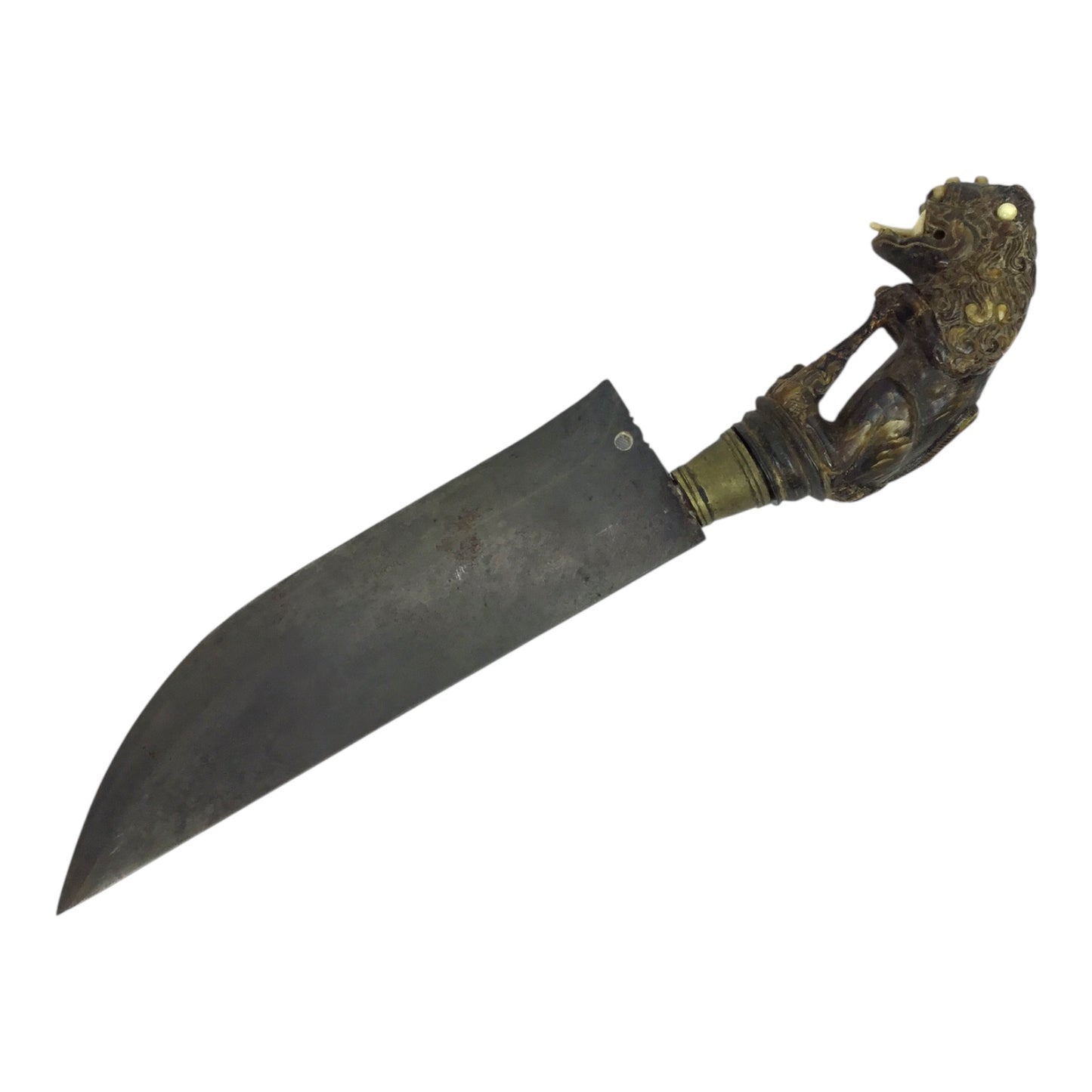 Unique Sri Lanka Ornate Demon Head Dagger with Green Man Sheath | 18th or 19th Century