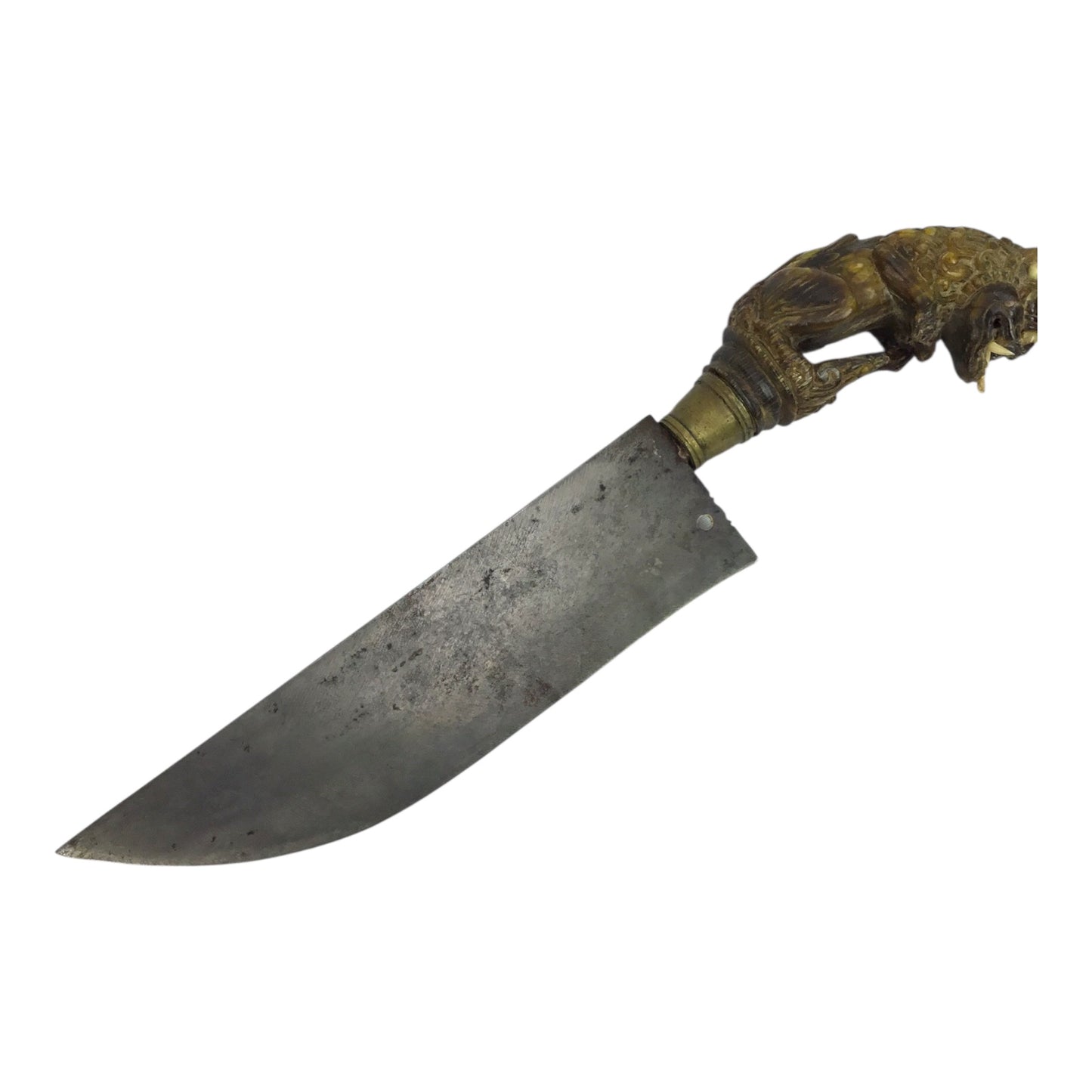 Unique Sri Lanka Ornate Demon Head Dagger with Green Man Sheath | 18th or 19th Century