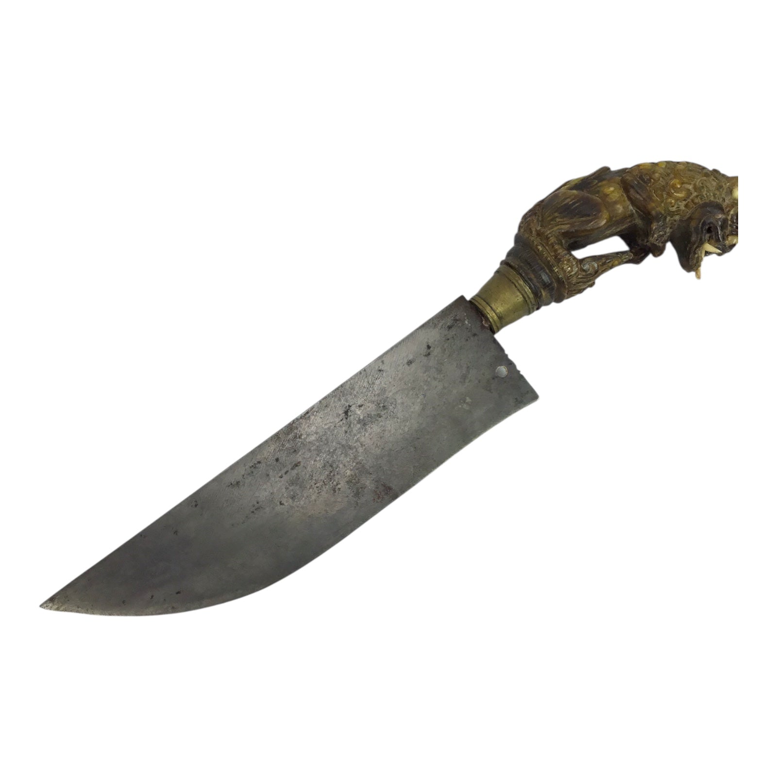 Unique Sri Lanka Ornate Demon Head Dagger with Green Man Sheath | 18th or 19th Century