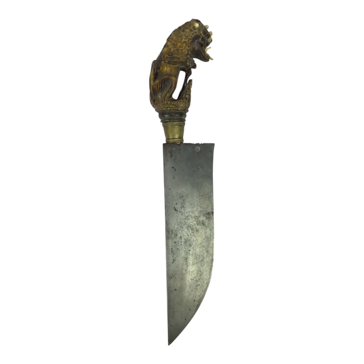 Unique Sri Lanka Ornate Demon Head Dagger with Green Man Sheath | 18th or 19th Century