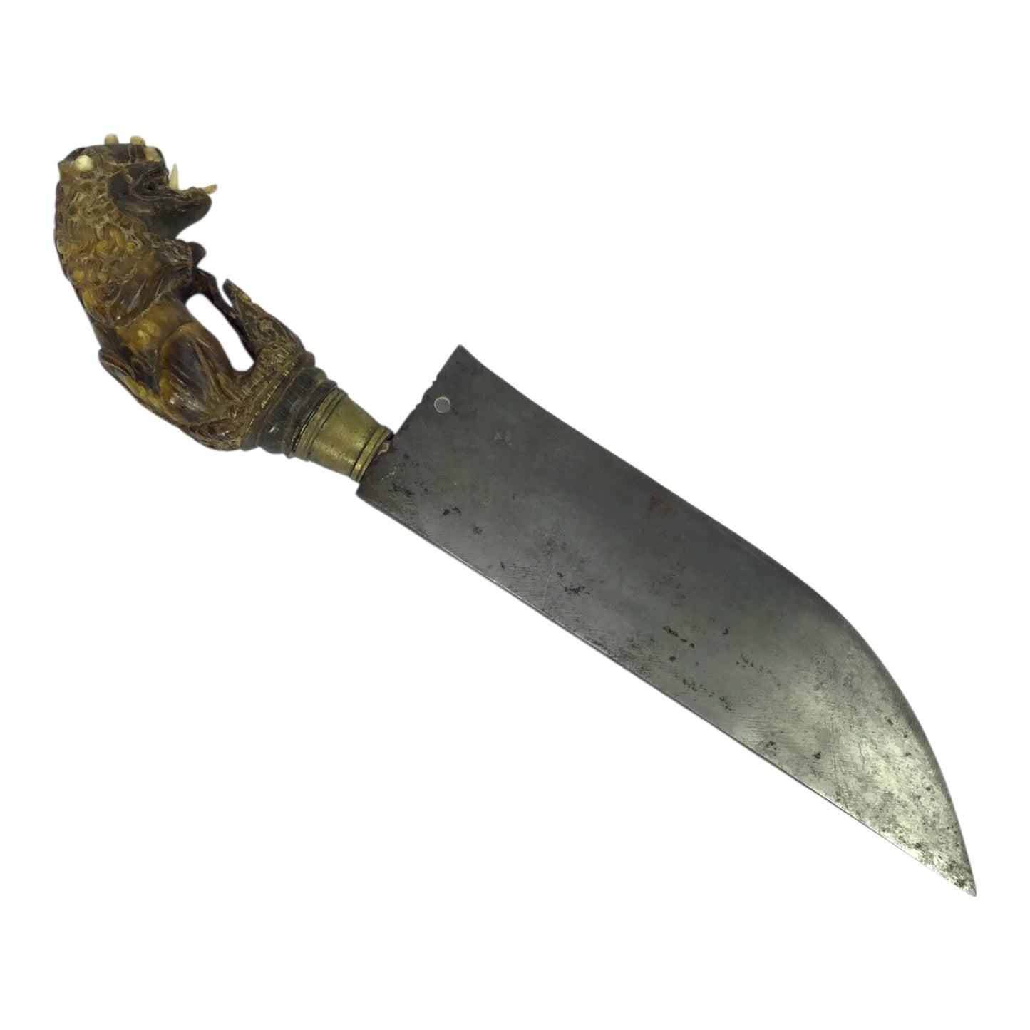 Unique Sri Lanka Ornate Demon Head Dagger with Green Man Sheath | 18th or 19th Century