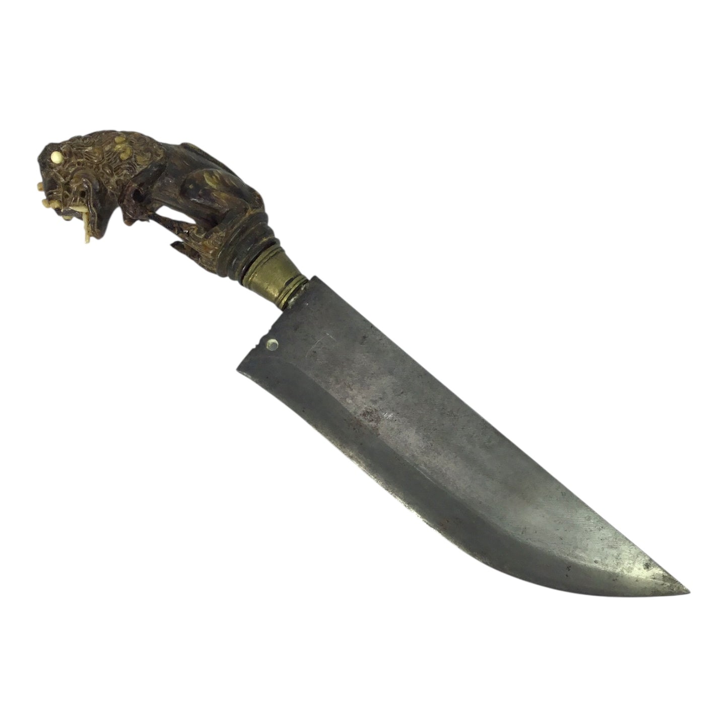 Unique Sri Lanka Ornate Demon Head Dagger with Green Man Sheath | 18th or 19th Century