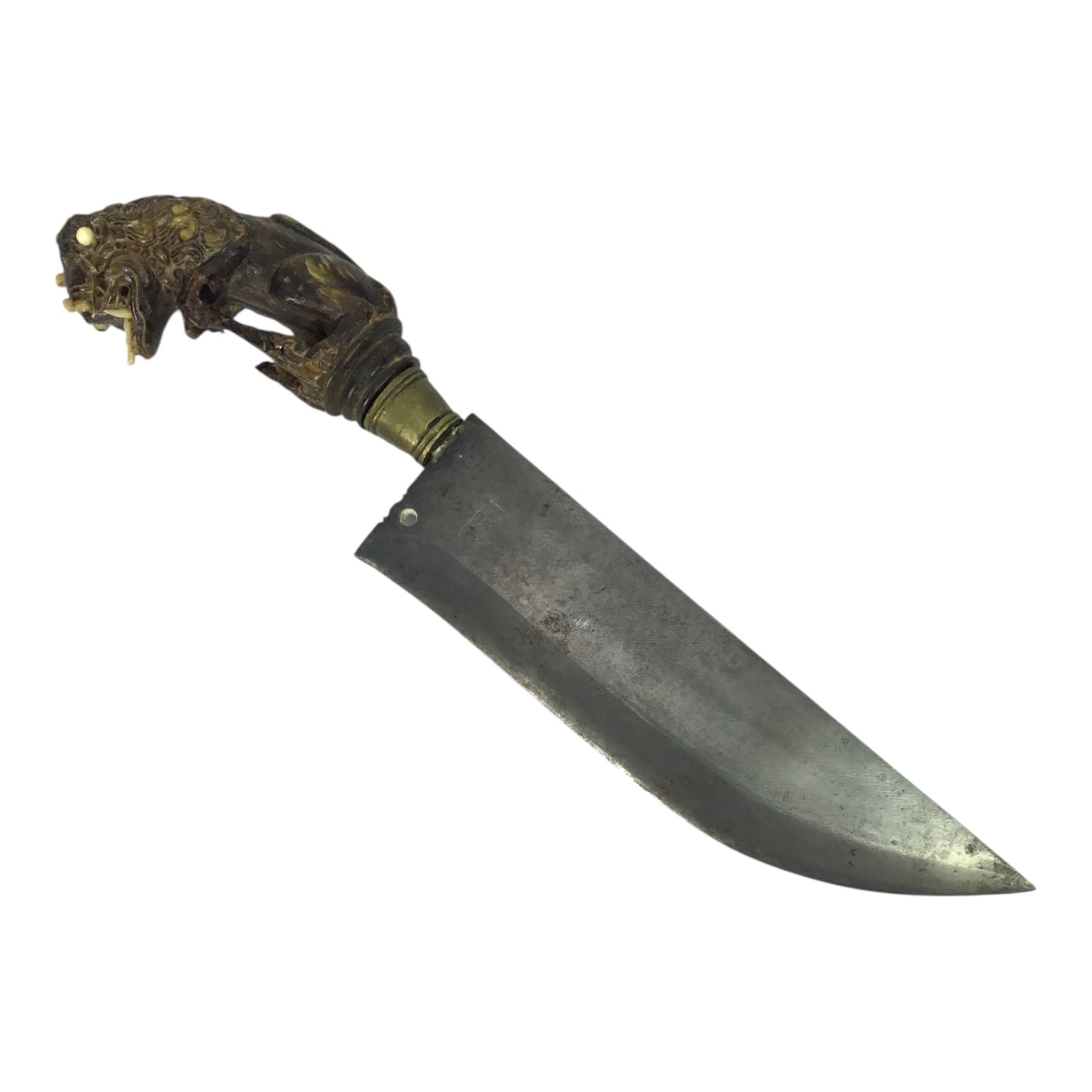 Unique Sri Lanka Ornate Demon Head Dagger with Green Man Sheath | 18th or 19th Century