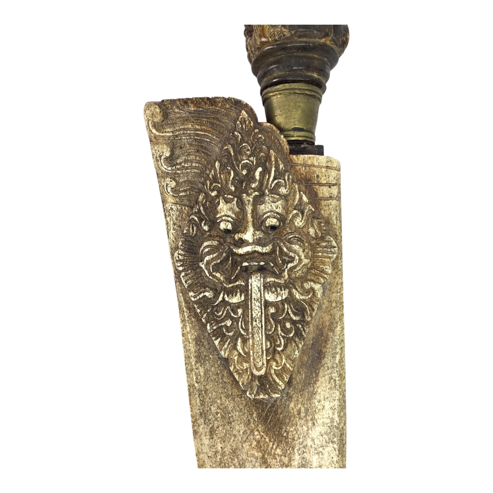 Unique Sri Lanka Ornate Demon Head Dagger with Green Man Sheath | 18th or 19th Century