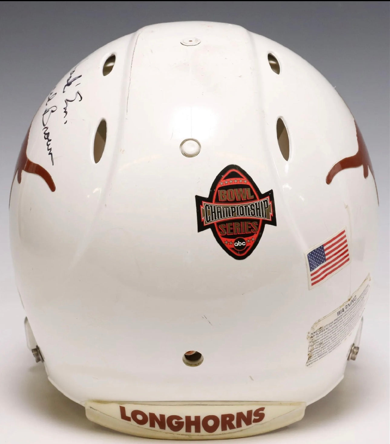 University Of Texas Football Helmet Game Used Autographed By Mack Brown