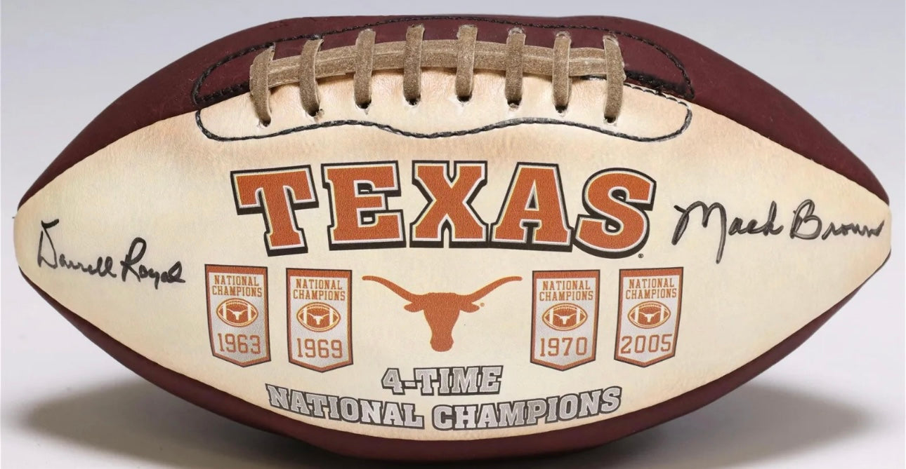 University Of Texas Longhorns Signed Darrell Royal & Mack Brown Football