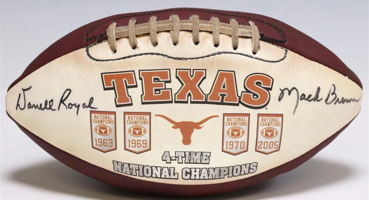 University Of Texas Longhorns Signed Darrell Royal & Mack Brown Football