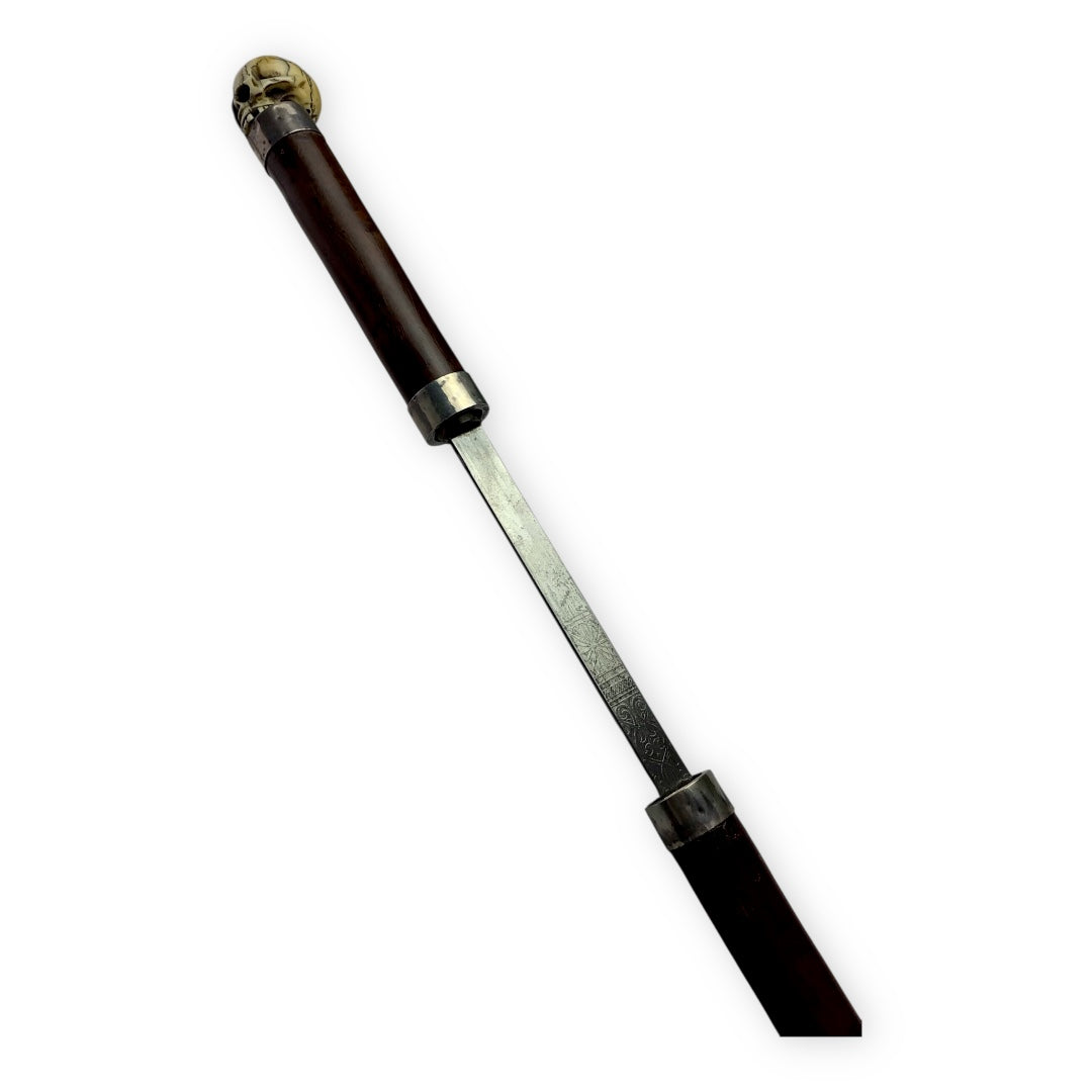 Victorian Antique Sword Cane with Skull Pommel