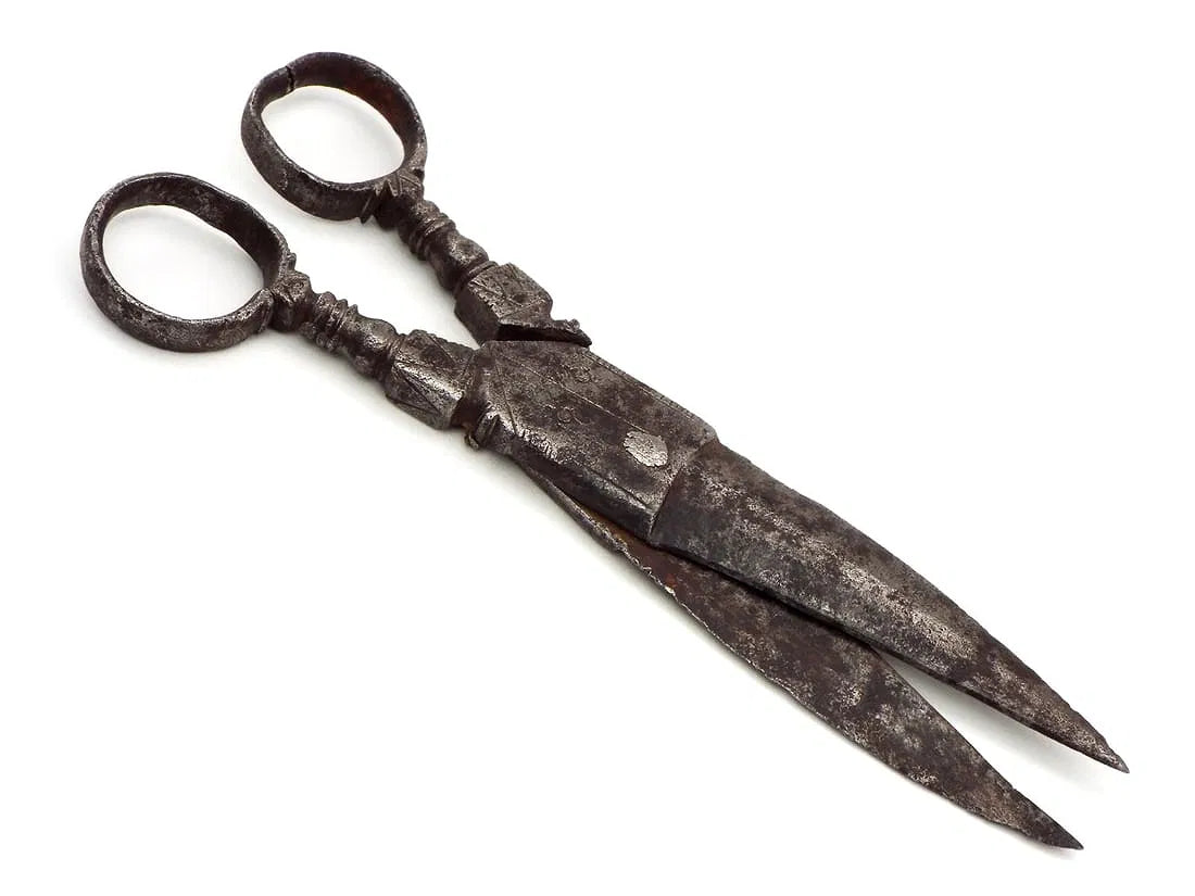 Victorian Era or Earlier Antique Steel Engraved Scissors