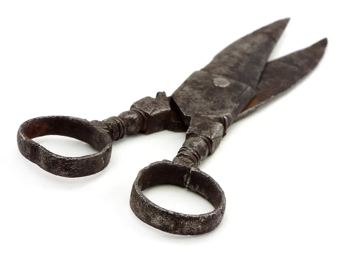 Victorian Era or Earlier Antique Steel Engraved Scissors