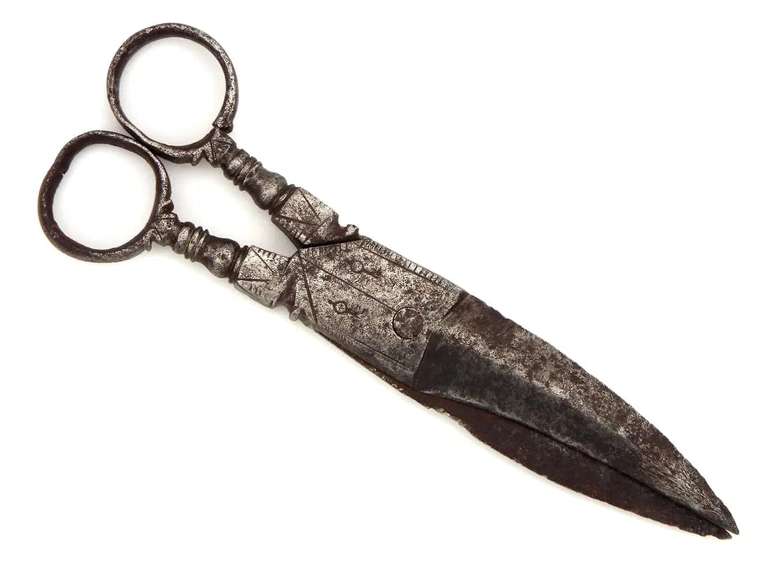 Victorian Era or Earlier Antique Steel Engraved Scissors