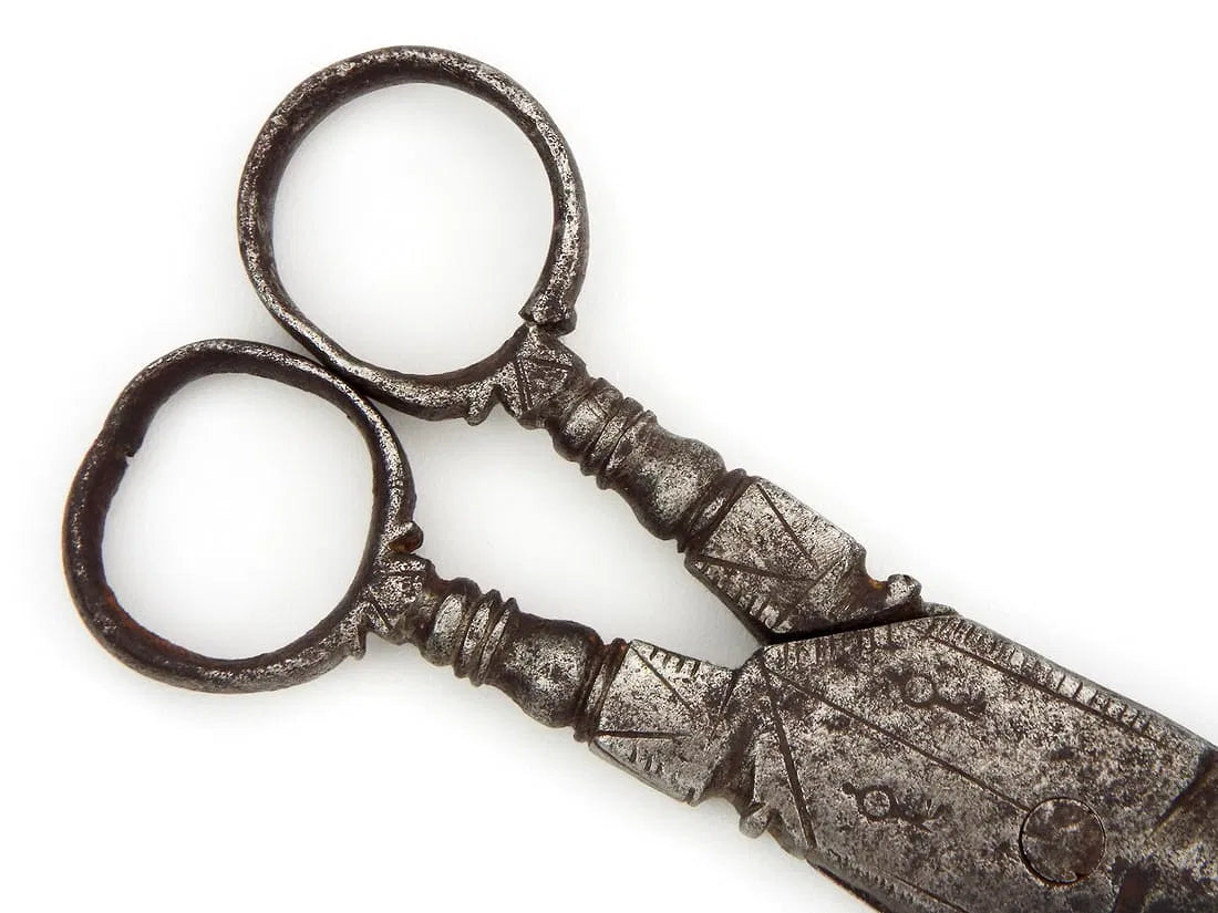 Victorian Era or Earlier Antique Steel Engraved Scissors