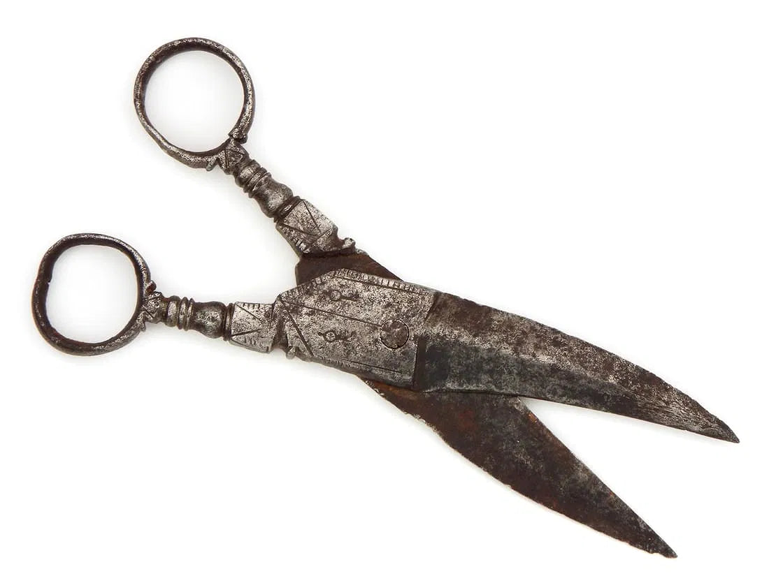 Victorian Era or Earlier Antique Steel Engraved Scissors