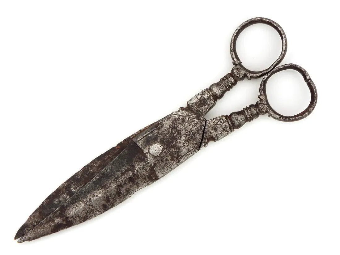 Victorian Era or Earlier Antique Steel Engraved Scissors