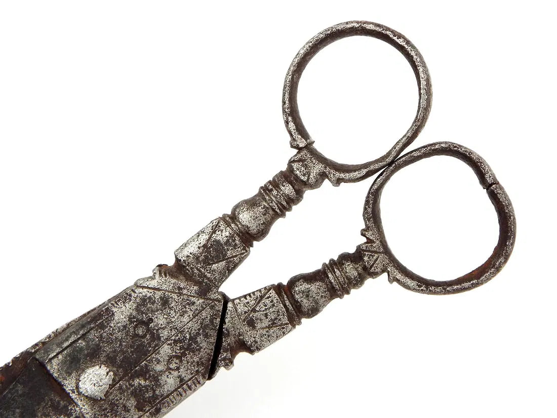 Victorian Era or Earlier Antique Steel Engraved Scissors
