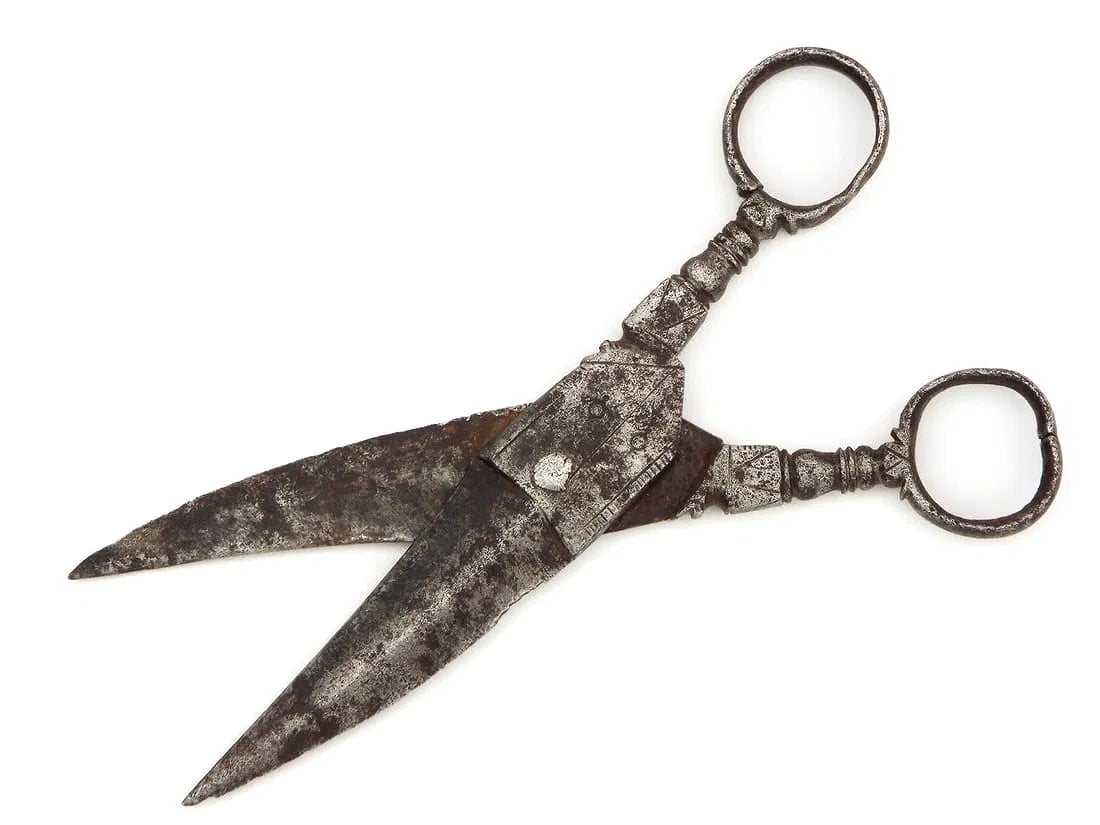 Victorian Era or Earlier Antique Steel Engraved Scissors