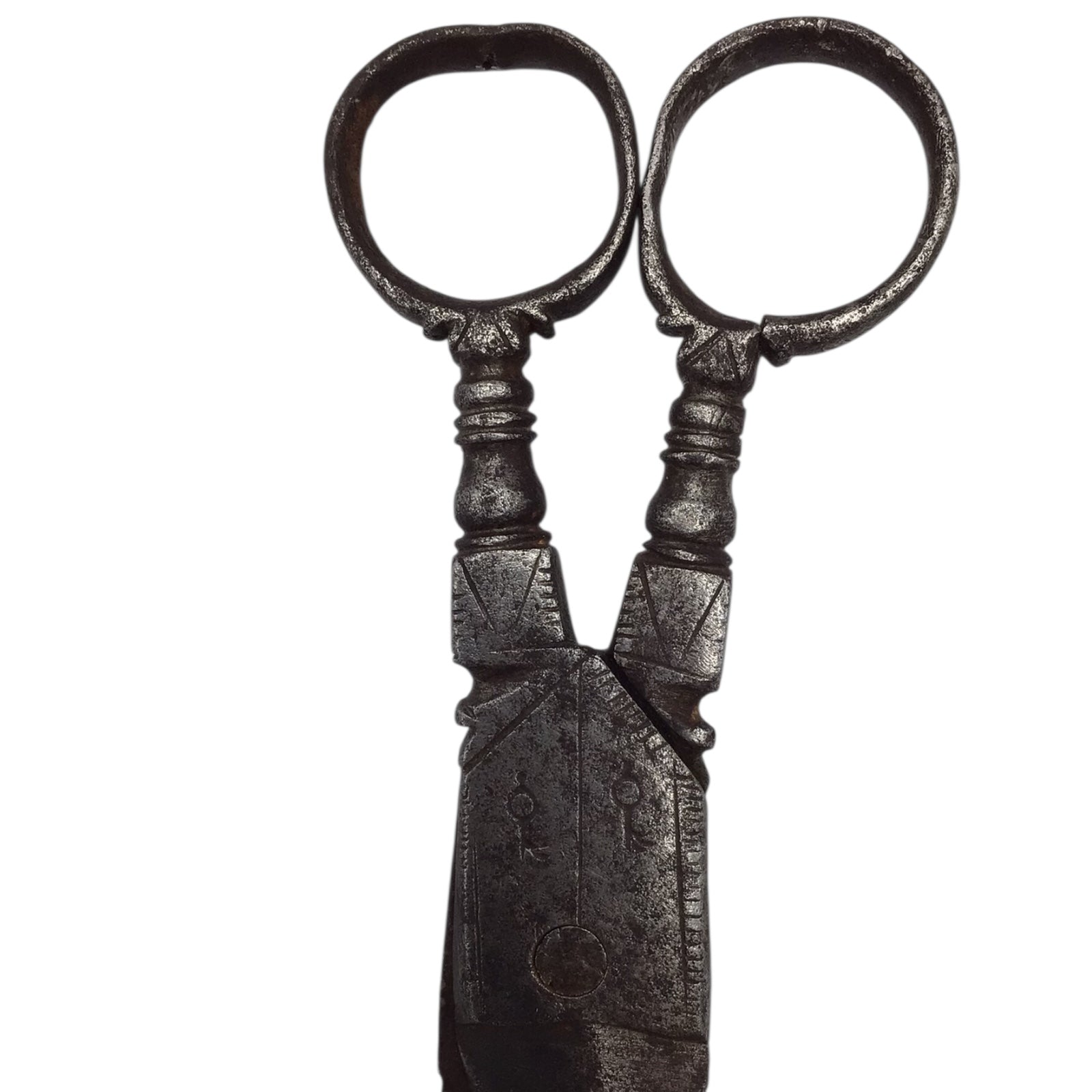 Victorian Era or Earlier Antique Steel Engraved Scissors