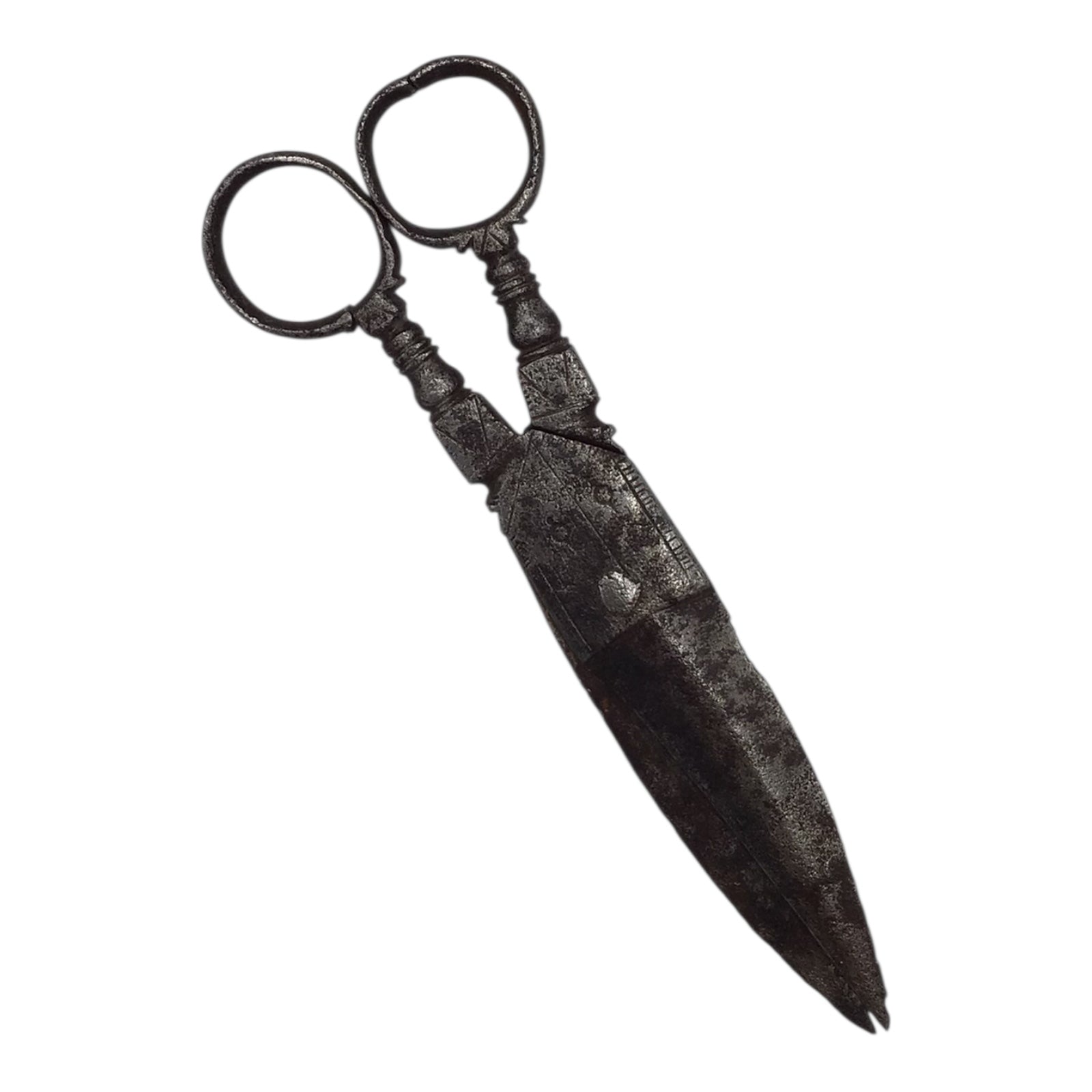 Victorian Era or Earlier Antique Steel Engraved Scissors