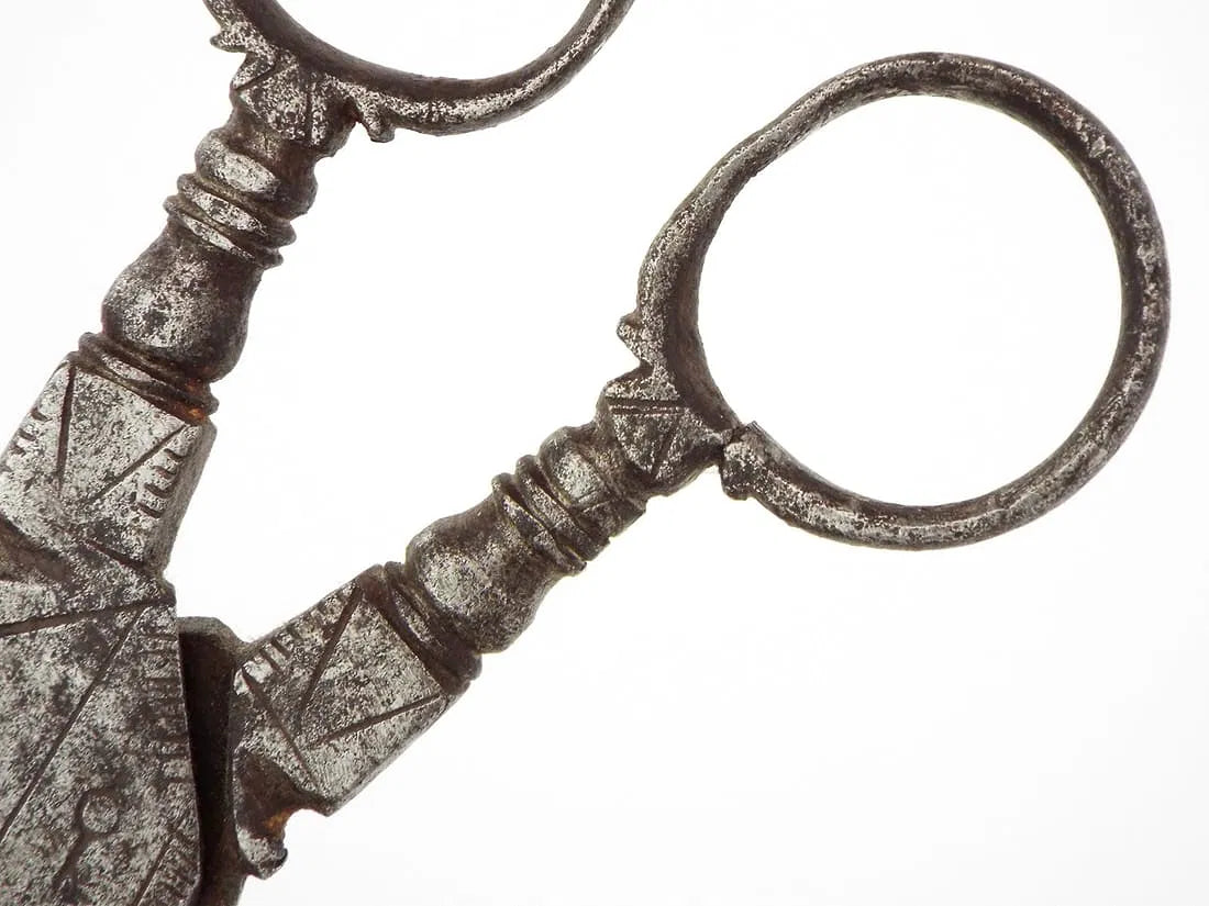 Victorian Era or Earlier Antique Steel Engraved Scissors