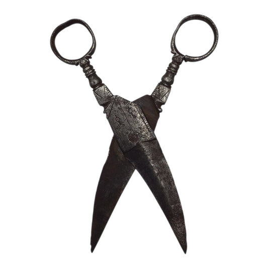Victorian Era or Earlier Antique Steel Engraved Scissors