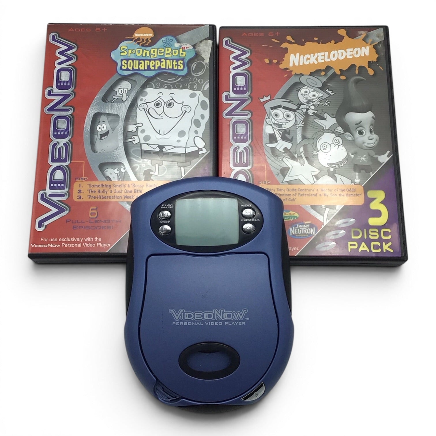 Video Now Player w/ 6 Discs (Spongebob, Jimmy Neutron, & More) - Tested & Working