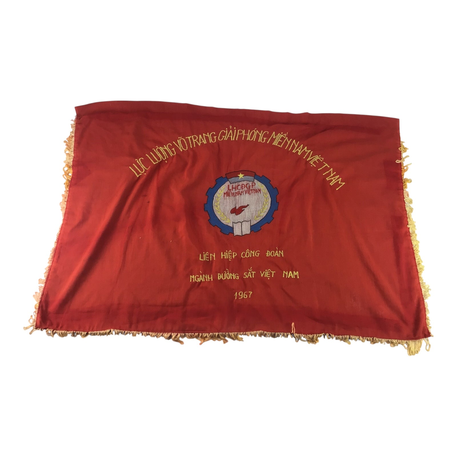 Vietnam War Commemorative Flag of the Viet Cong & Railway Workers' Union of Vietnam (1967)