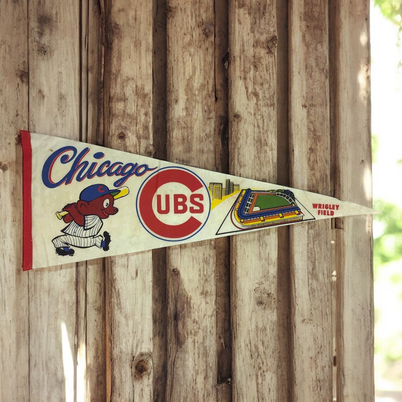 Vintage 1940s Chicago Cubs Pennant – Full Size Wrigley Field MLB