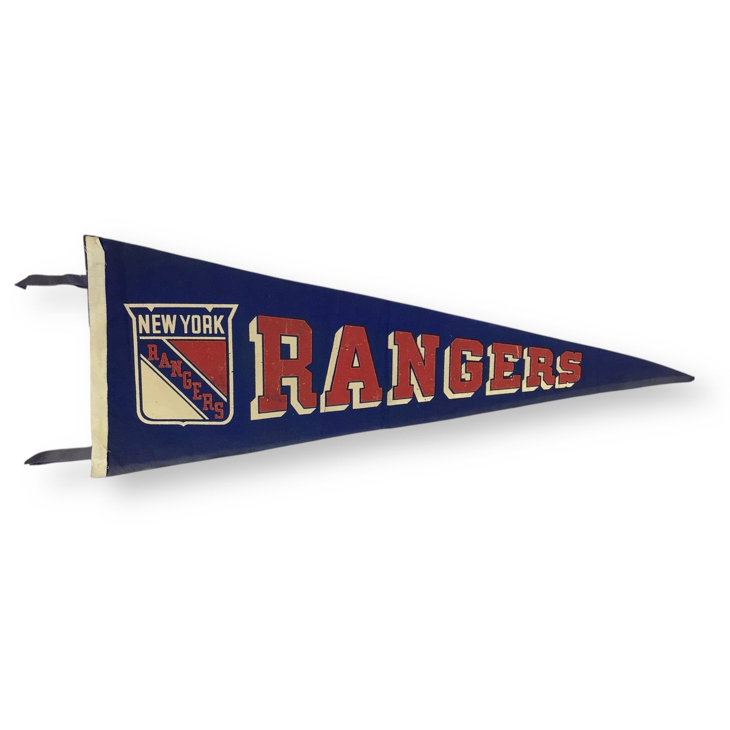 Vintage 1950s New York Rangers Felt Pennant – Blue & Red, Rare NHL
