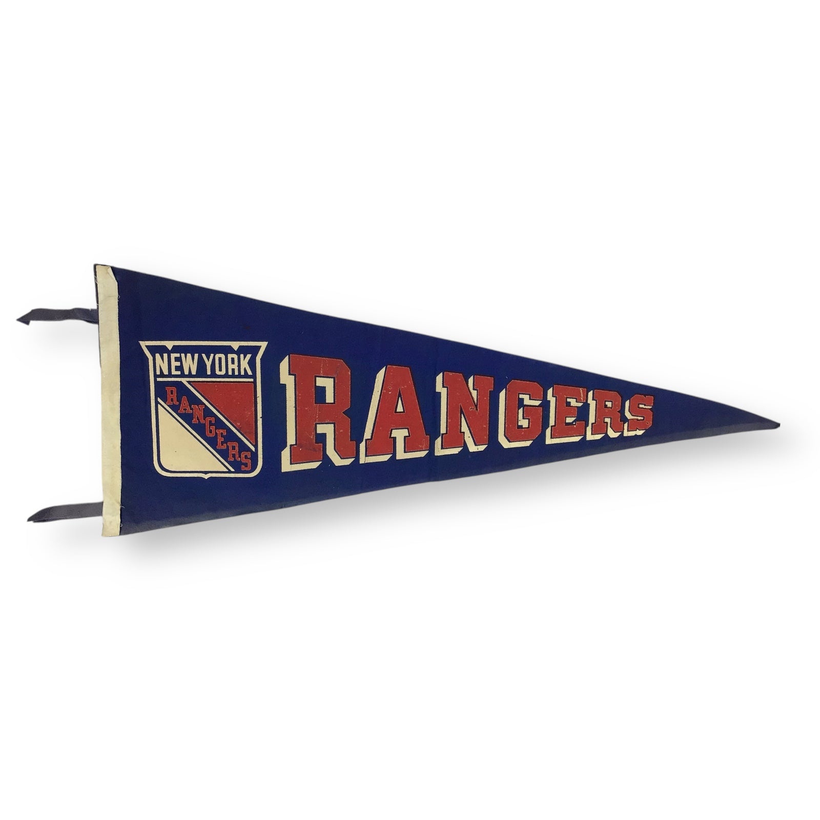 Vintage 1950s New York Rangers Felt Pennant – Blue & Red, Rare NHL
