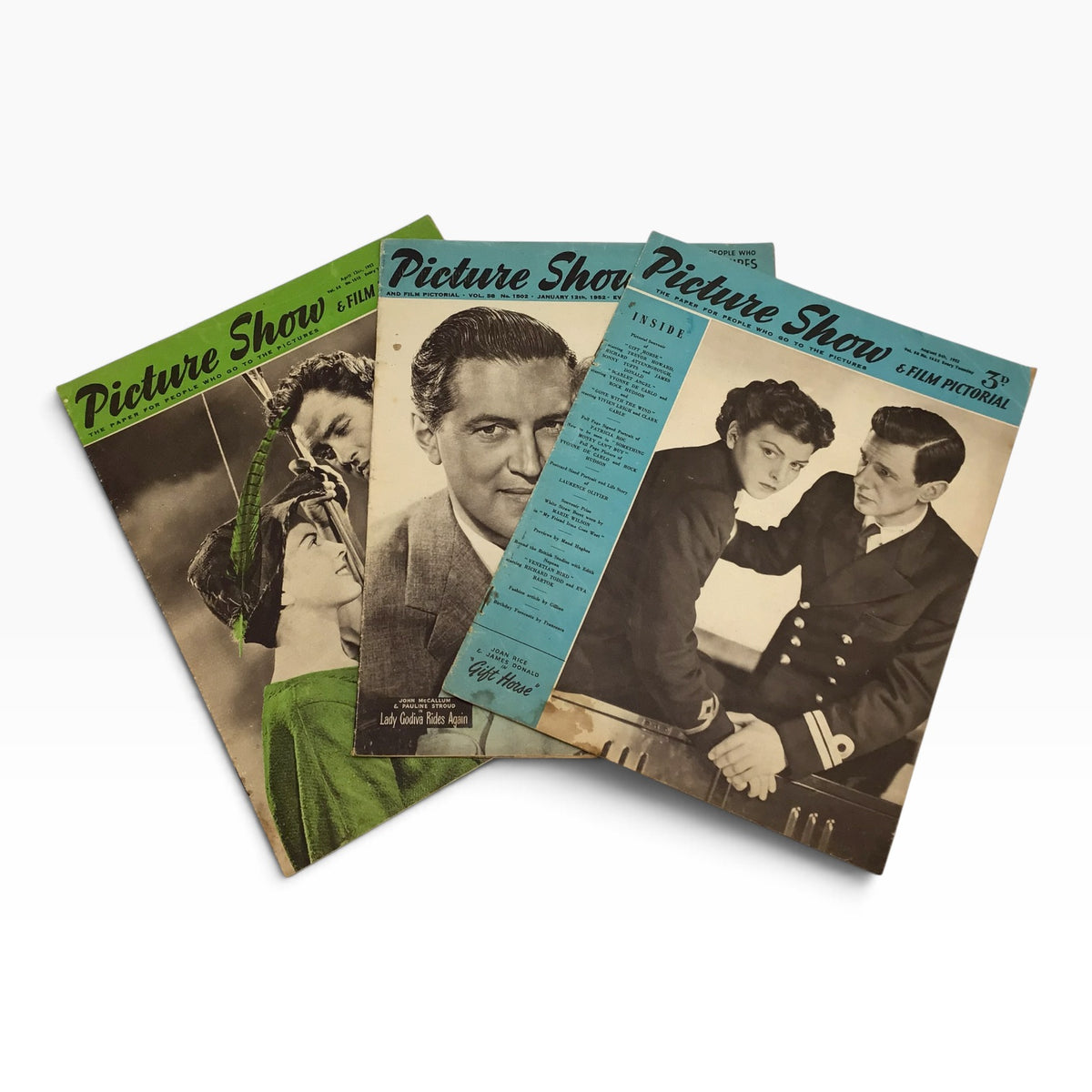 Vintage 1952 Picture Show & Film Pictorial British Film Magazine Set - 3 Issues