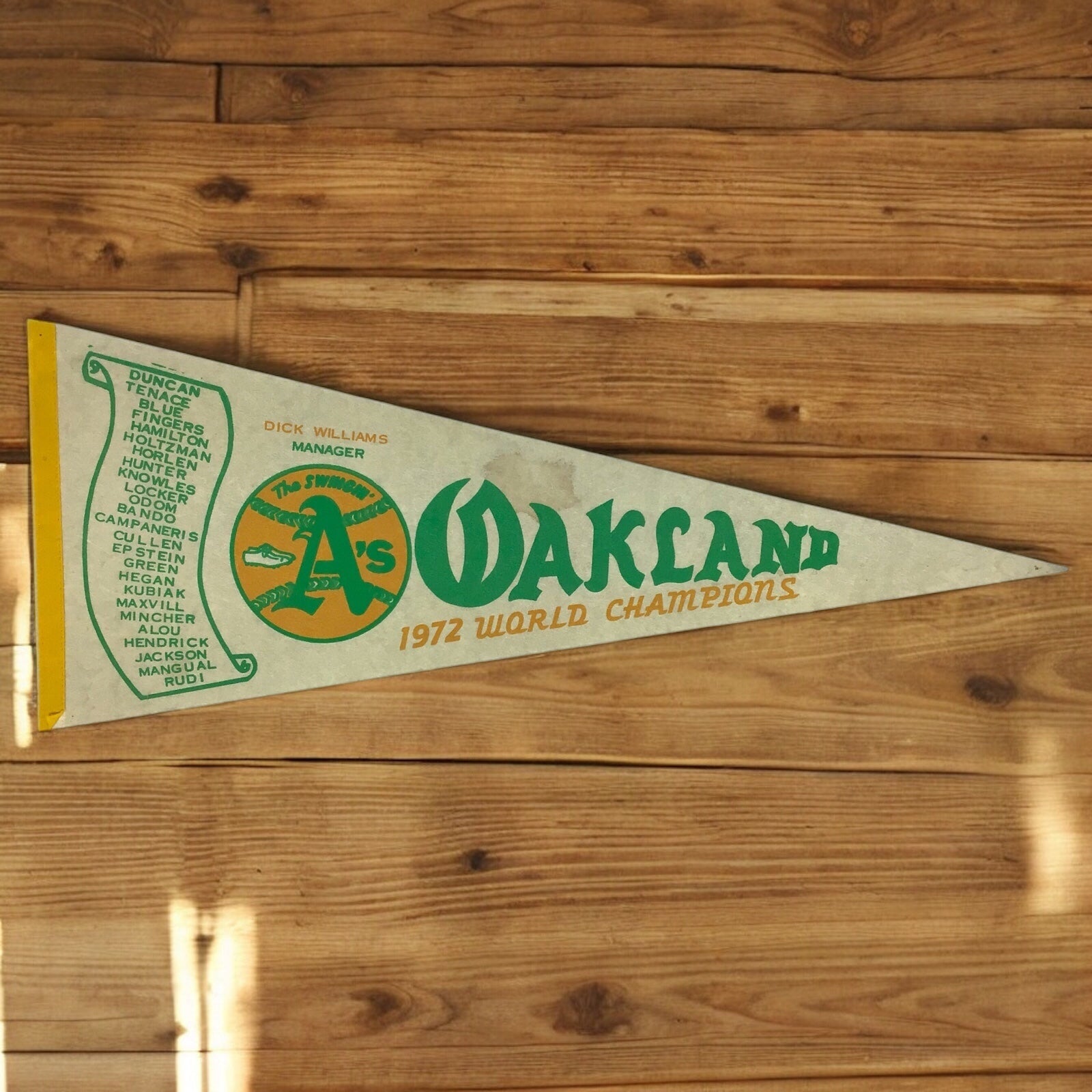 Vintage 1972 Oakland A’s Pennant – World Champions MLB 30” Felt