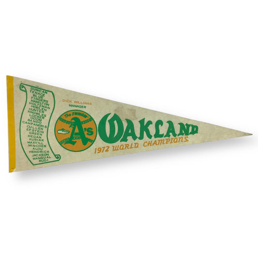 Vintage 1972 Oakland A’s Pennant – World Champions MLB 30” Felt