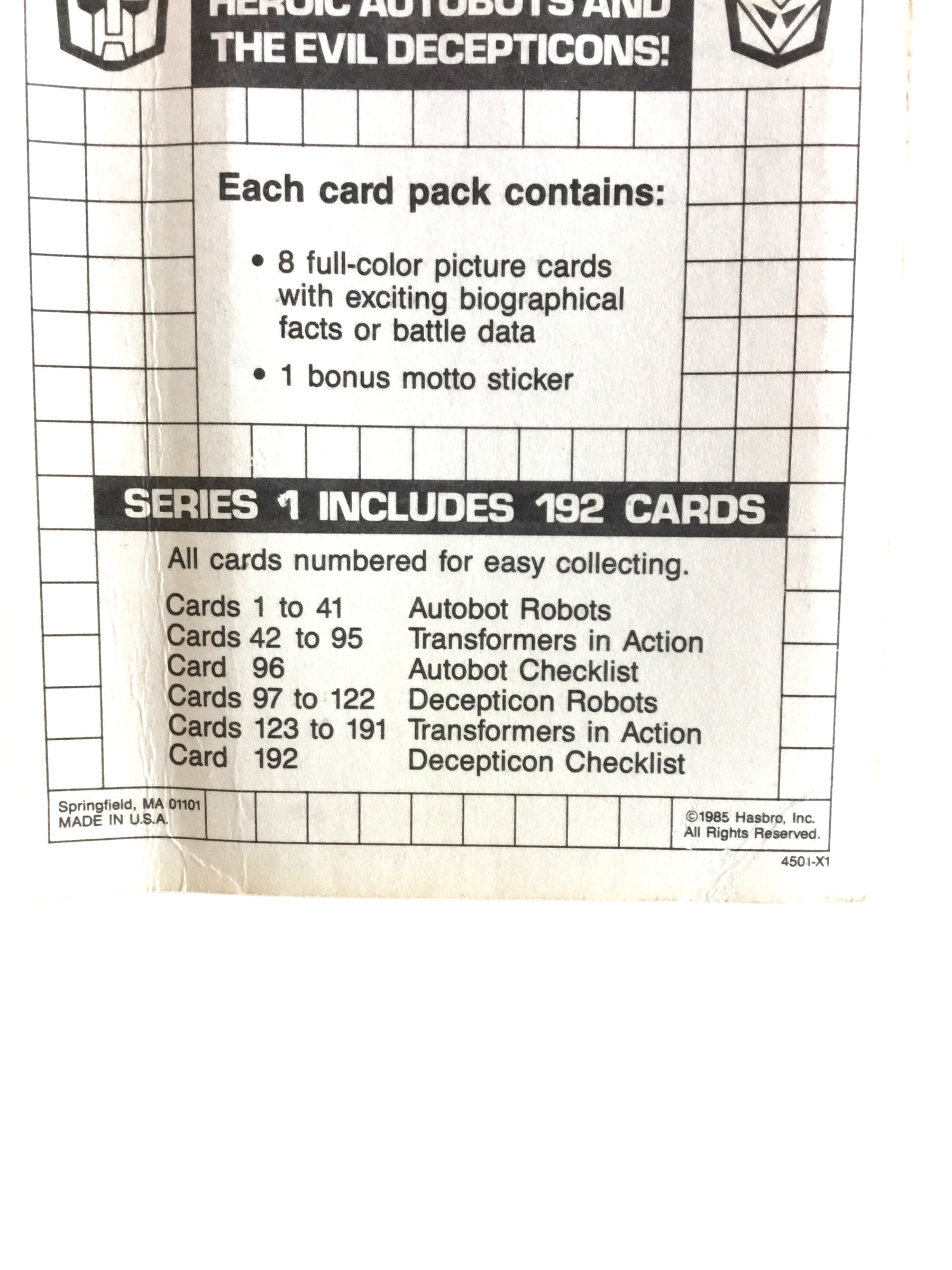 rare transformers cards Vintage 1985 Hasbro Transformers Action Cards Sealed Packs Series 1 Ra – Collectors Crossroads
