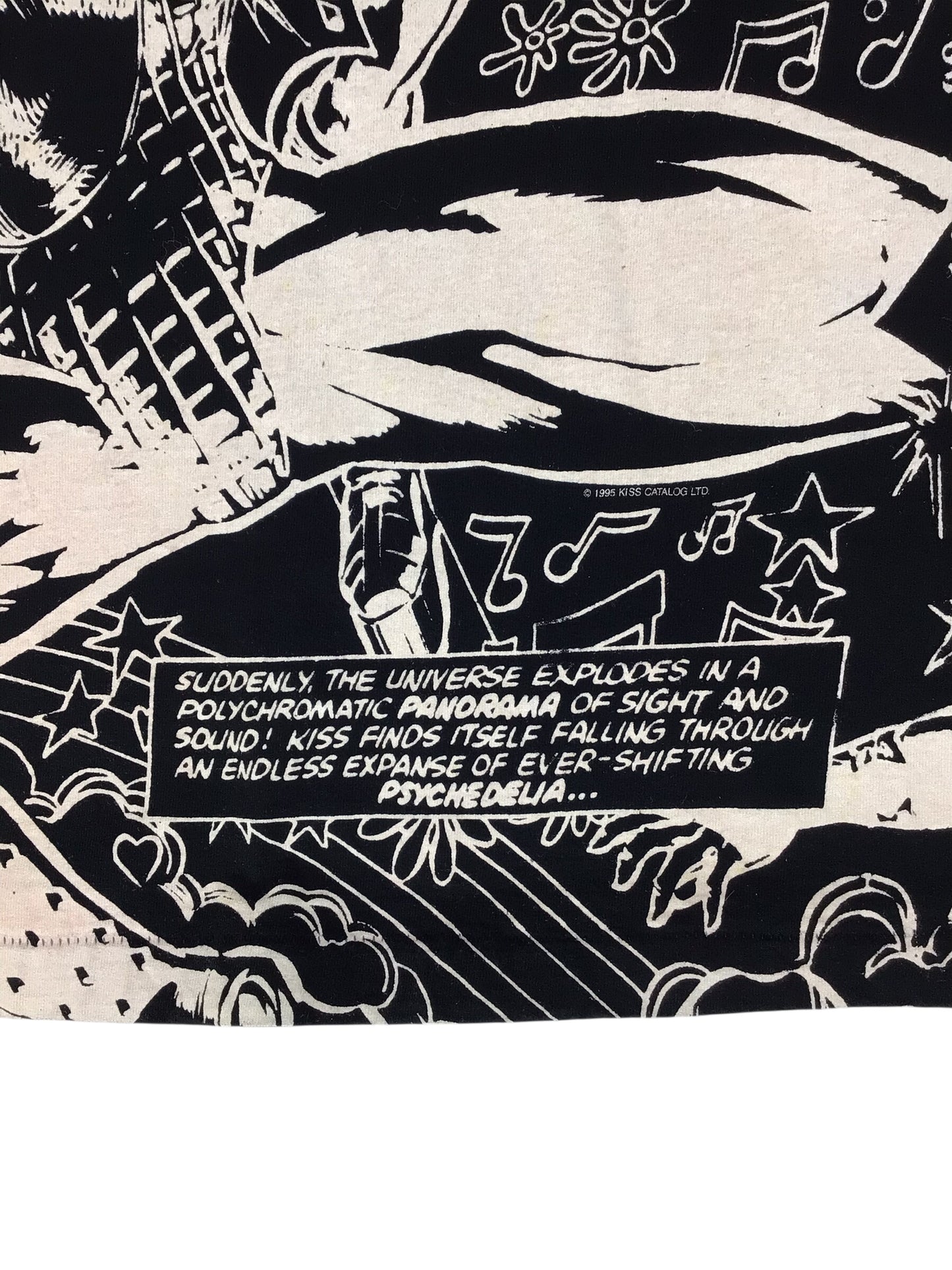 Vintage 1995 KISS Mega Marvel Comic Strip Design Band T-Shirt (Kiss Army Depot)