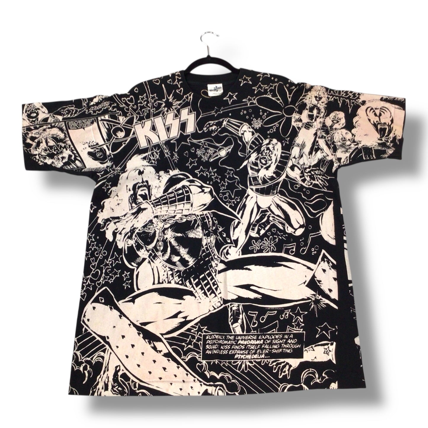 Vintage 1995 KISS Mega Marvel Comic Strip Design Band T-Shirt (Kiss Army Depot)