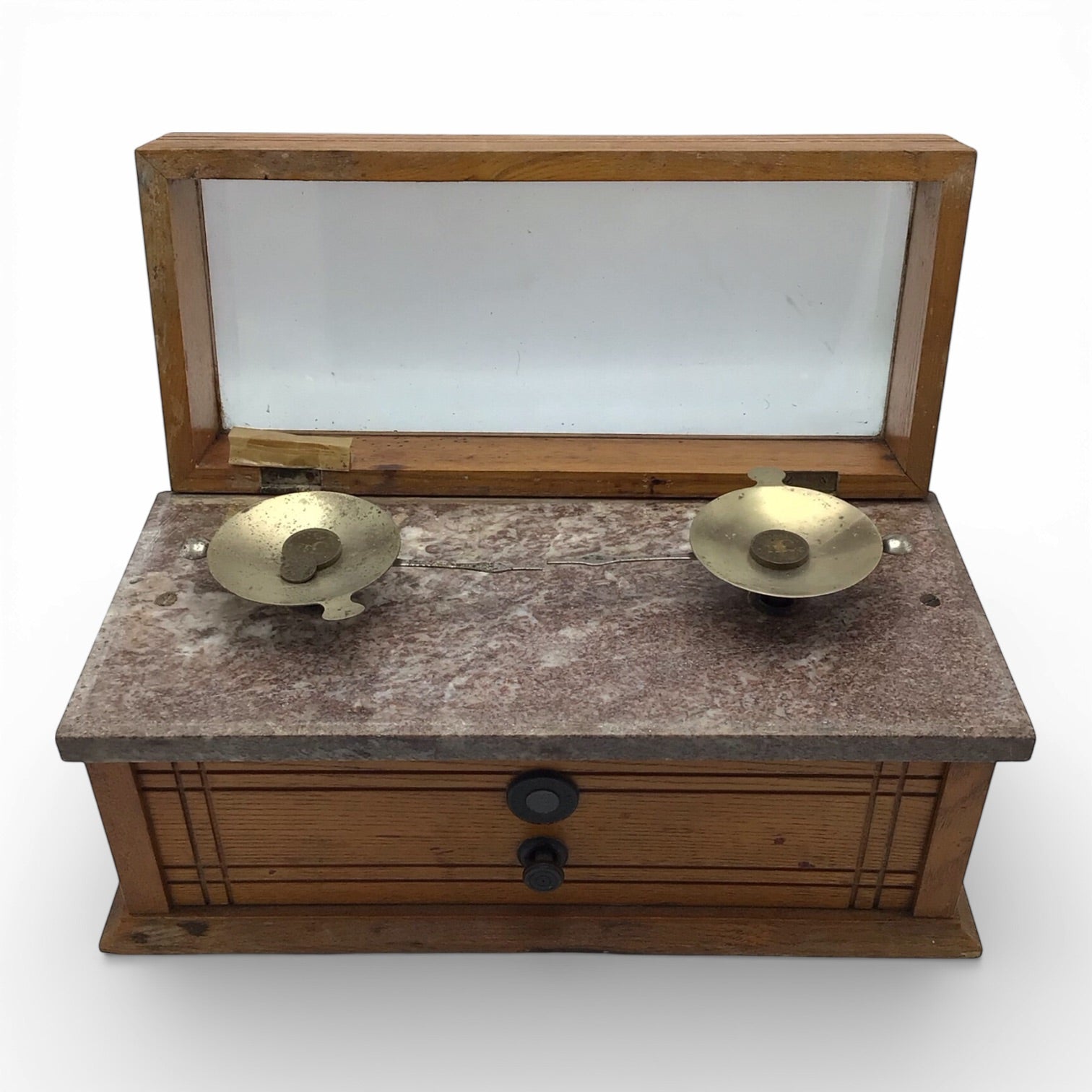 Vintage Apothecary Scale - Marble and Wood