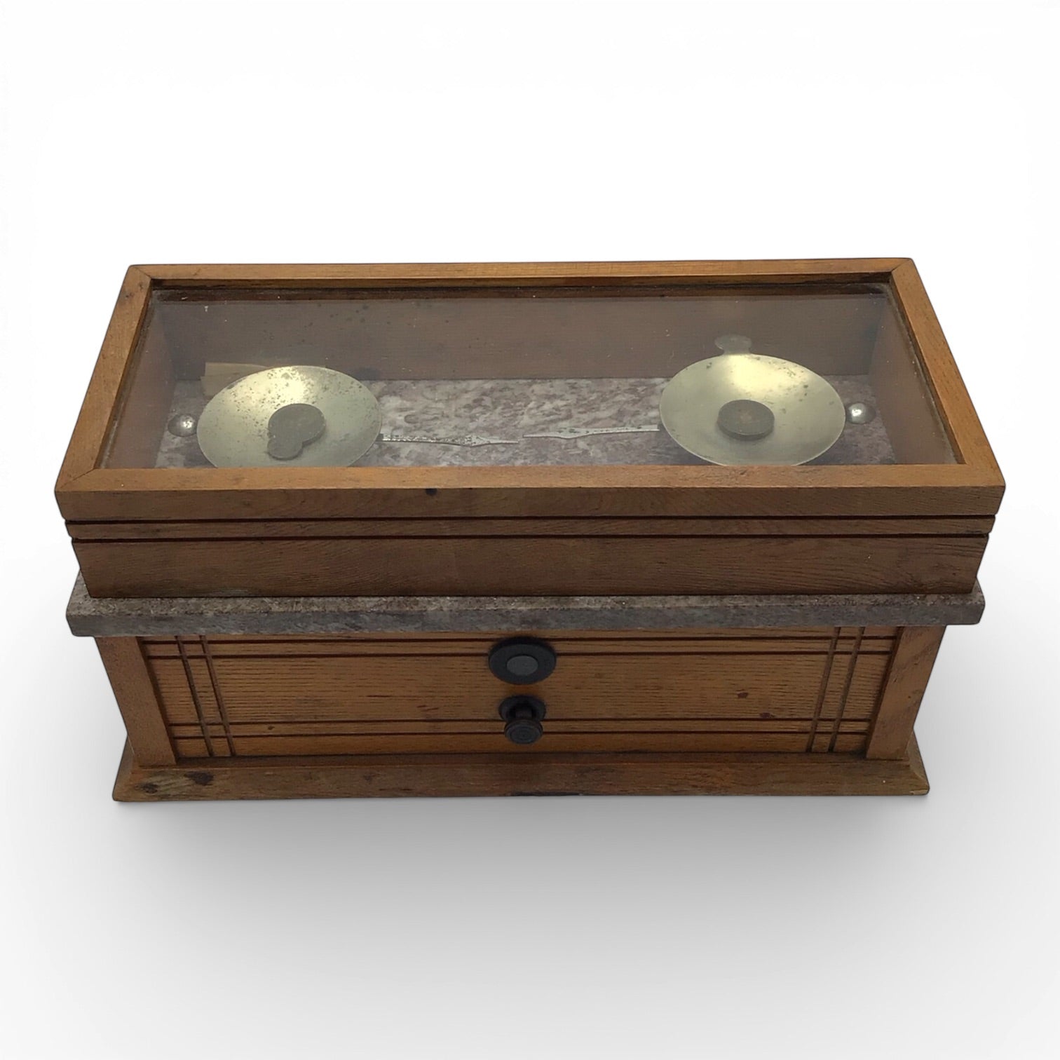 Vintage Apothecary Scale - Marble and Wood
