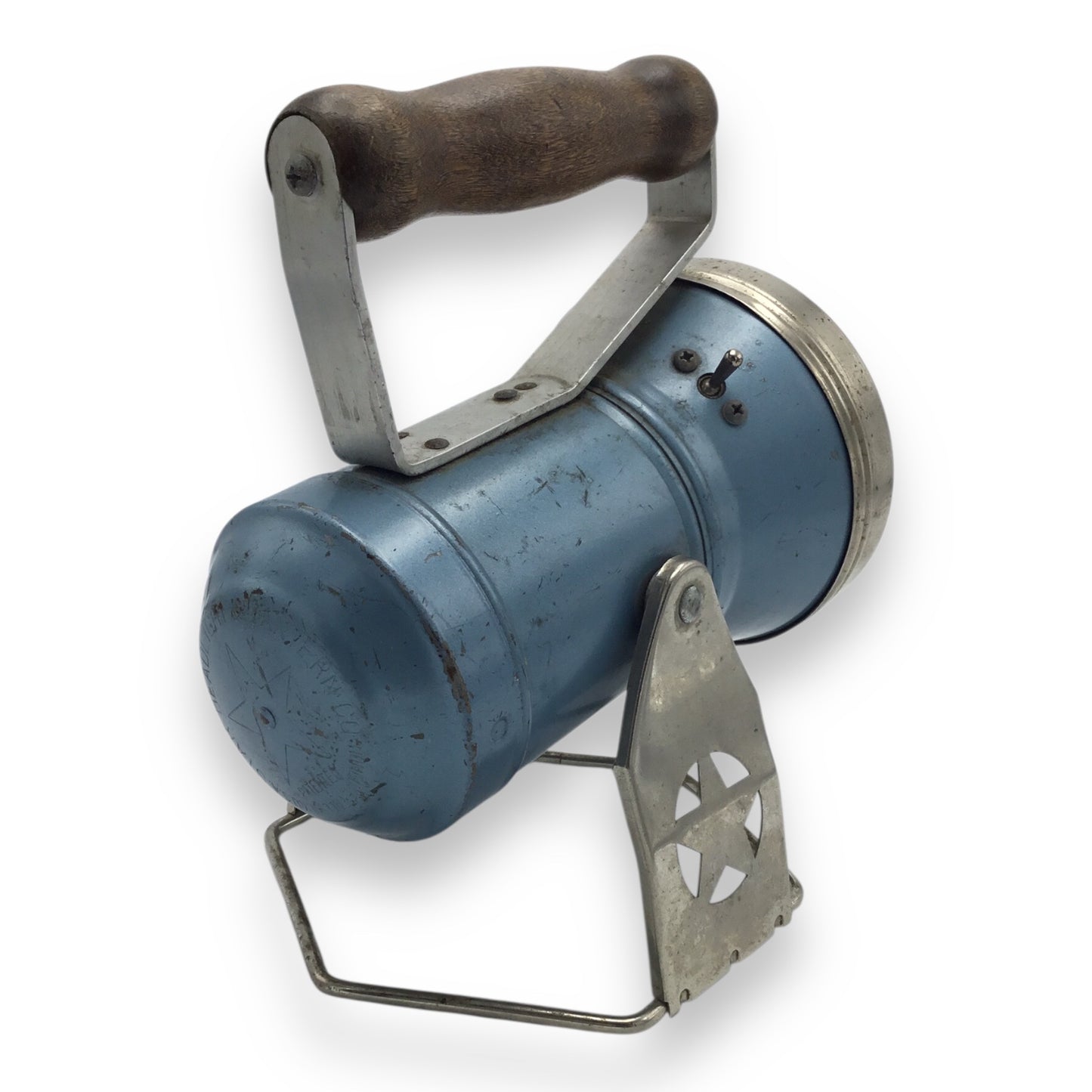 Vintage Blue Star Headlight & Lantern with Wooden Handle - Not Tested