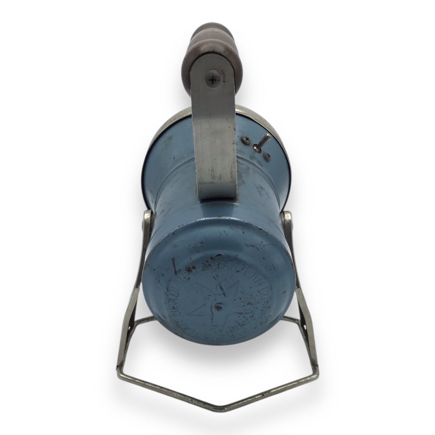 Vintage Blue Star Headlight & Lantern with Wooden Handle - Not Tested