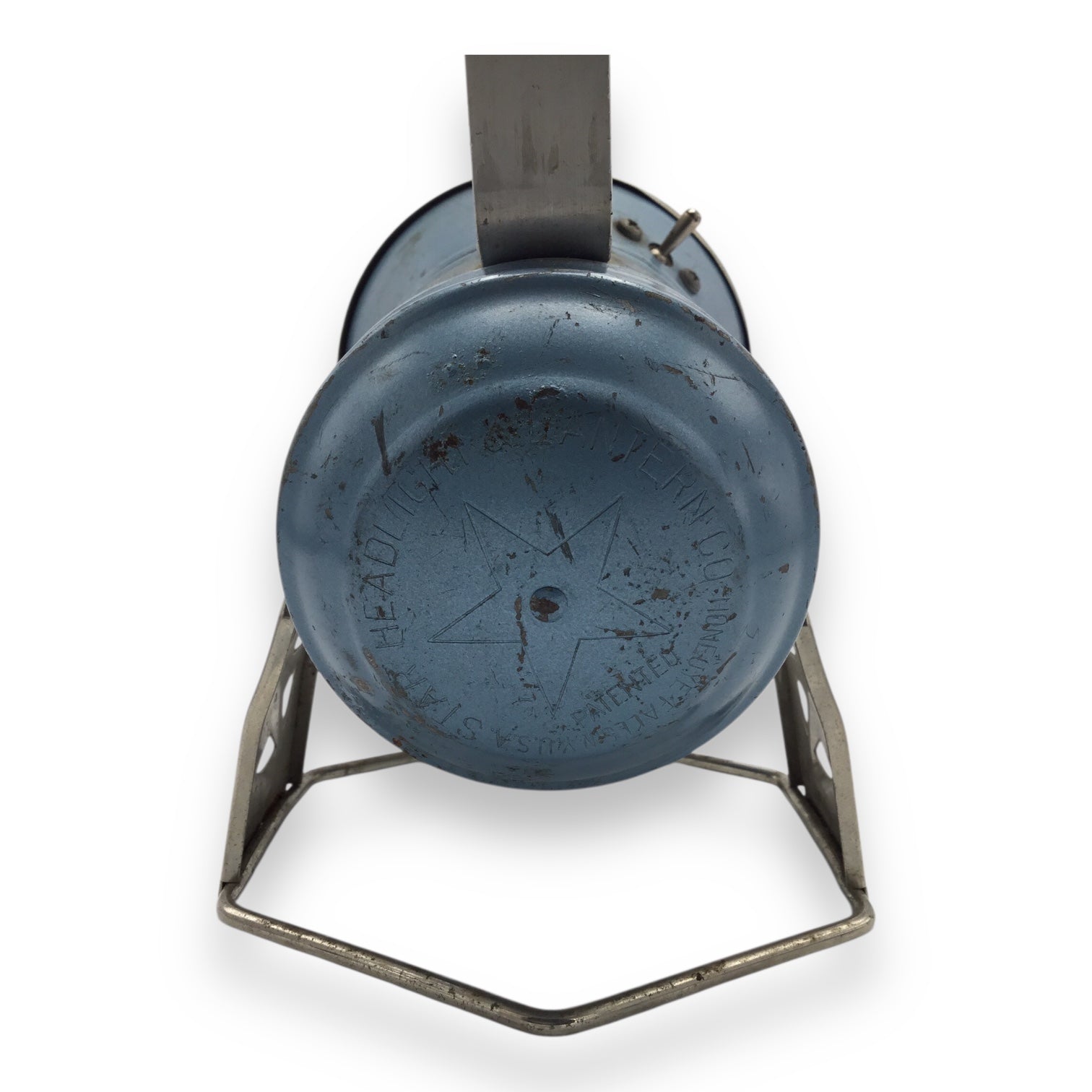Vintage Blue Star Headlight & Lantern with Wooden Handle - Not Tested