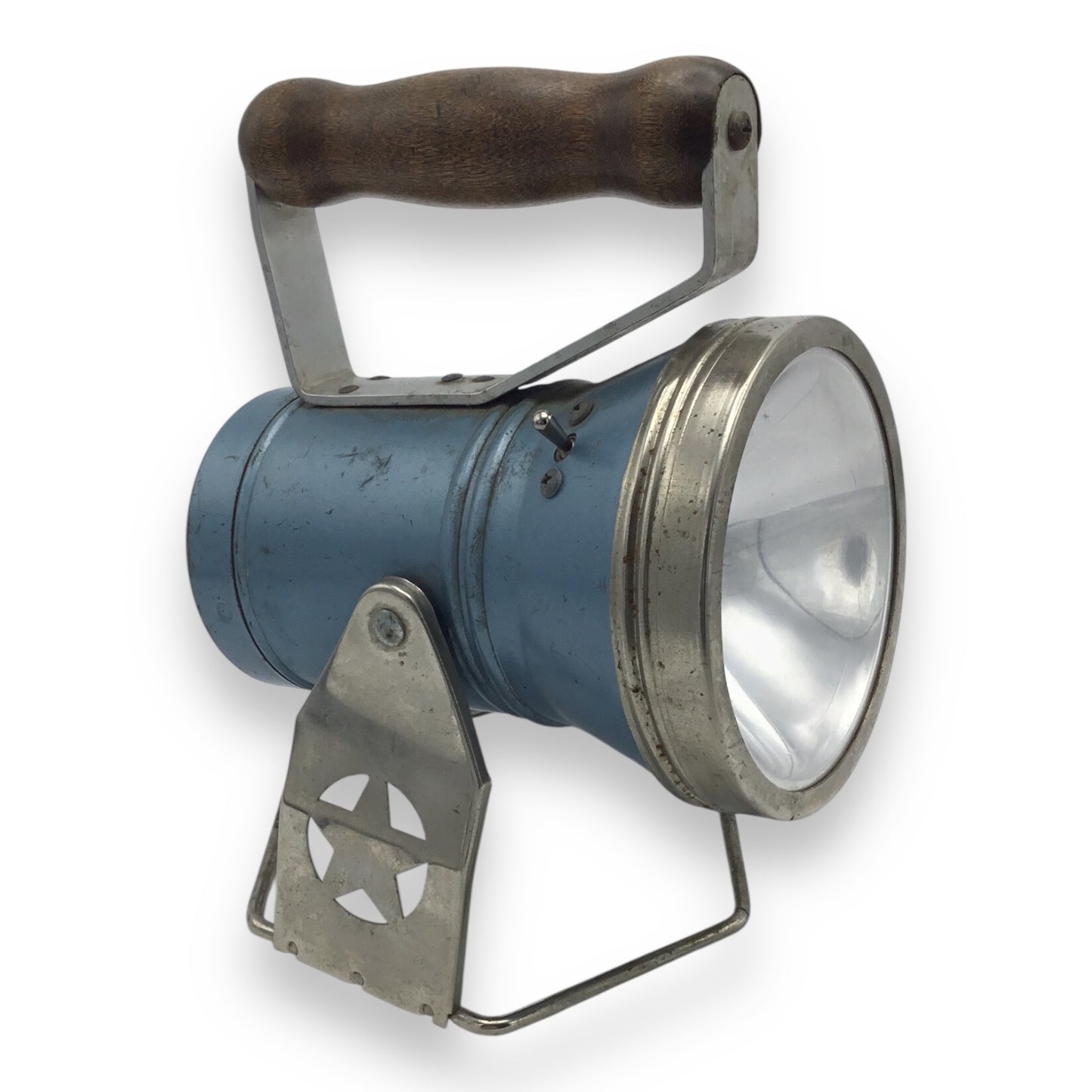Vintage Blue Star Headlight & Lantern with Wooden Handle - Not Tested