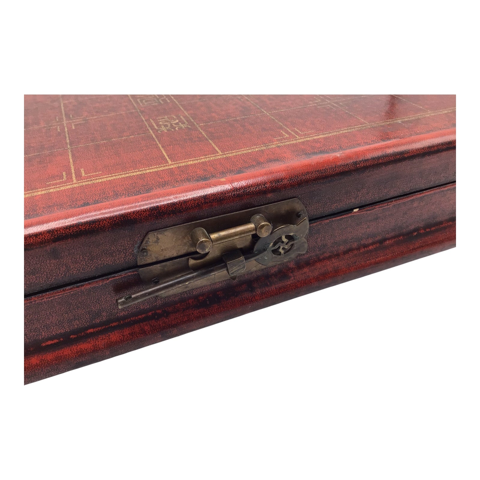 Vintage Chinese Chess Set with Hand-Carved Pieces & Sealed Playing Cards in Wooden Storage Box