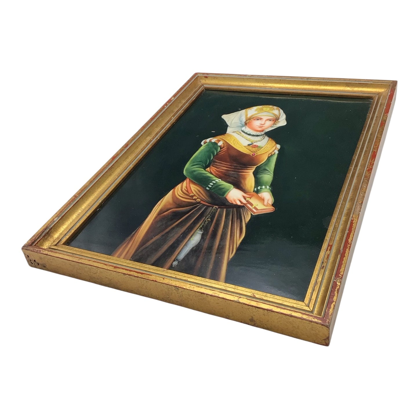 Vintage Framed KPM Porcelain Plaque - Lady in Renaissance Costume - After Adolf von Menzel