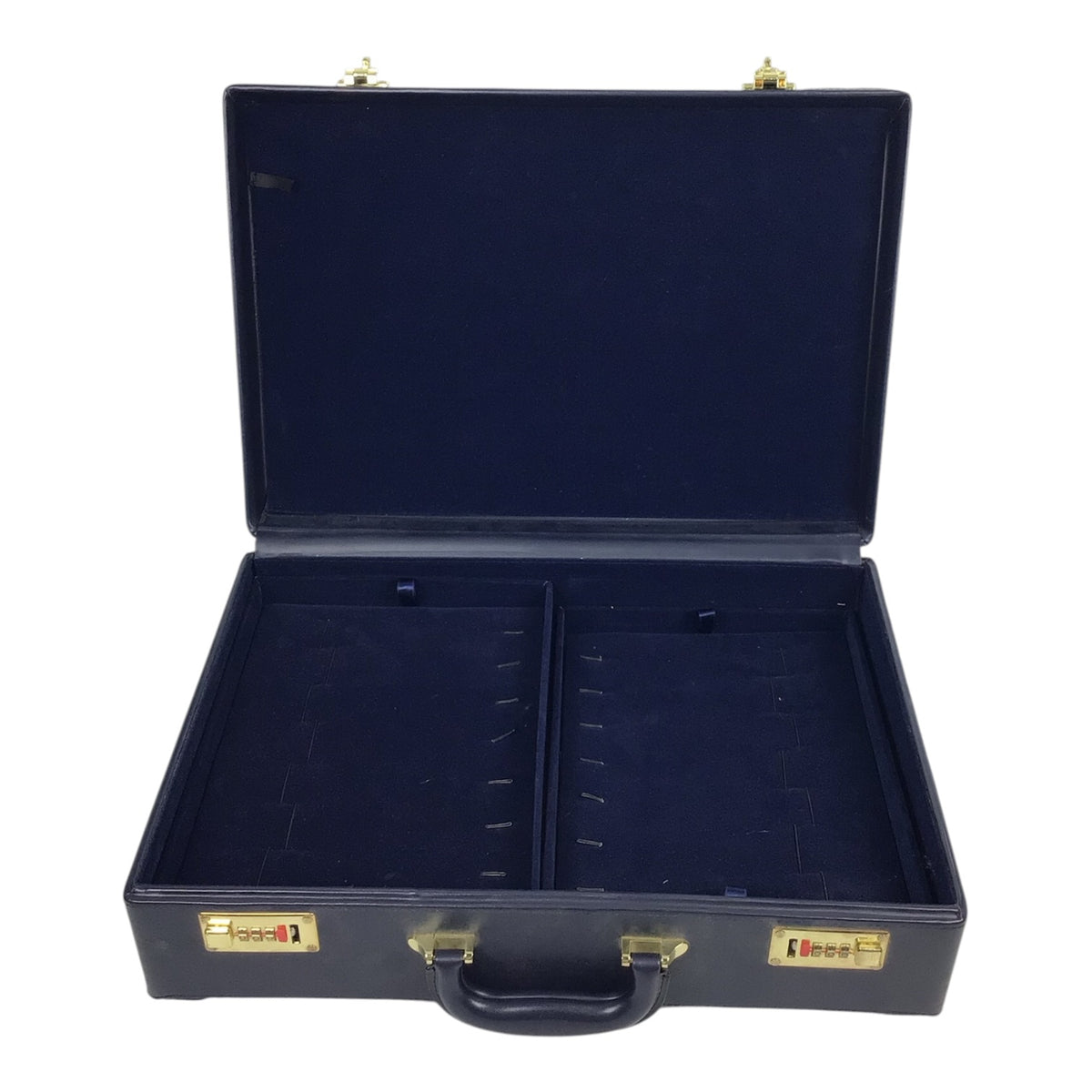 Vintage Jewelry Salesman Leather Briefcase - Original Combination Tabs Intact
